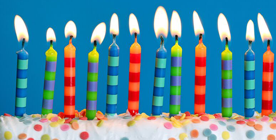 Birthday candles on a cake