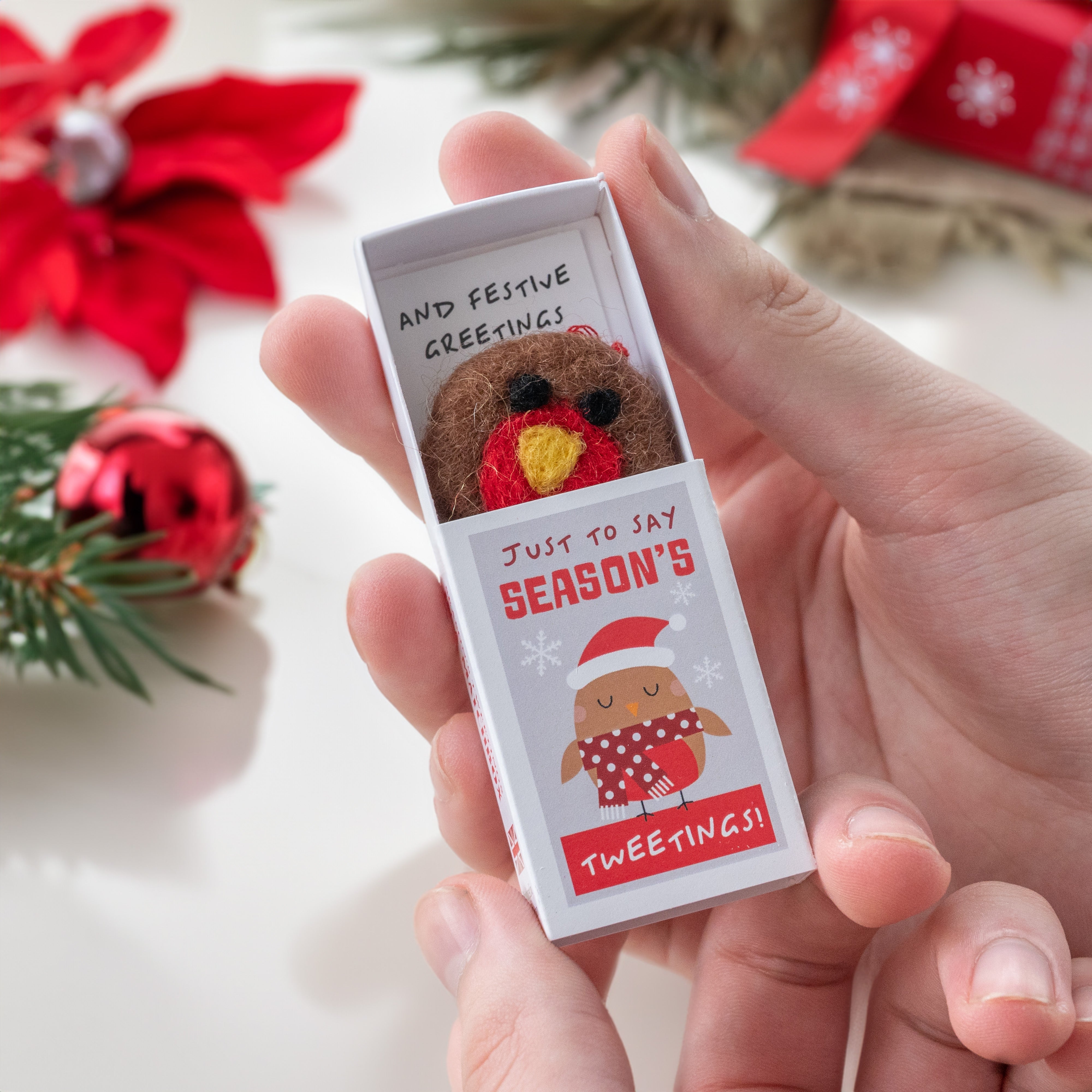 Seasons Greetings wool felt bauble