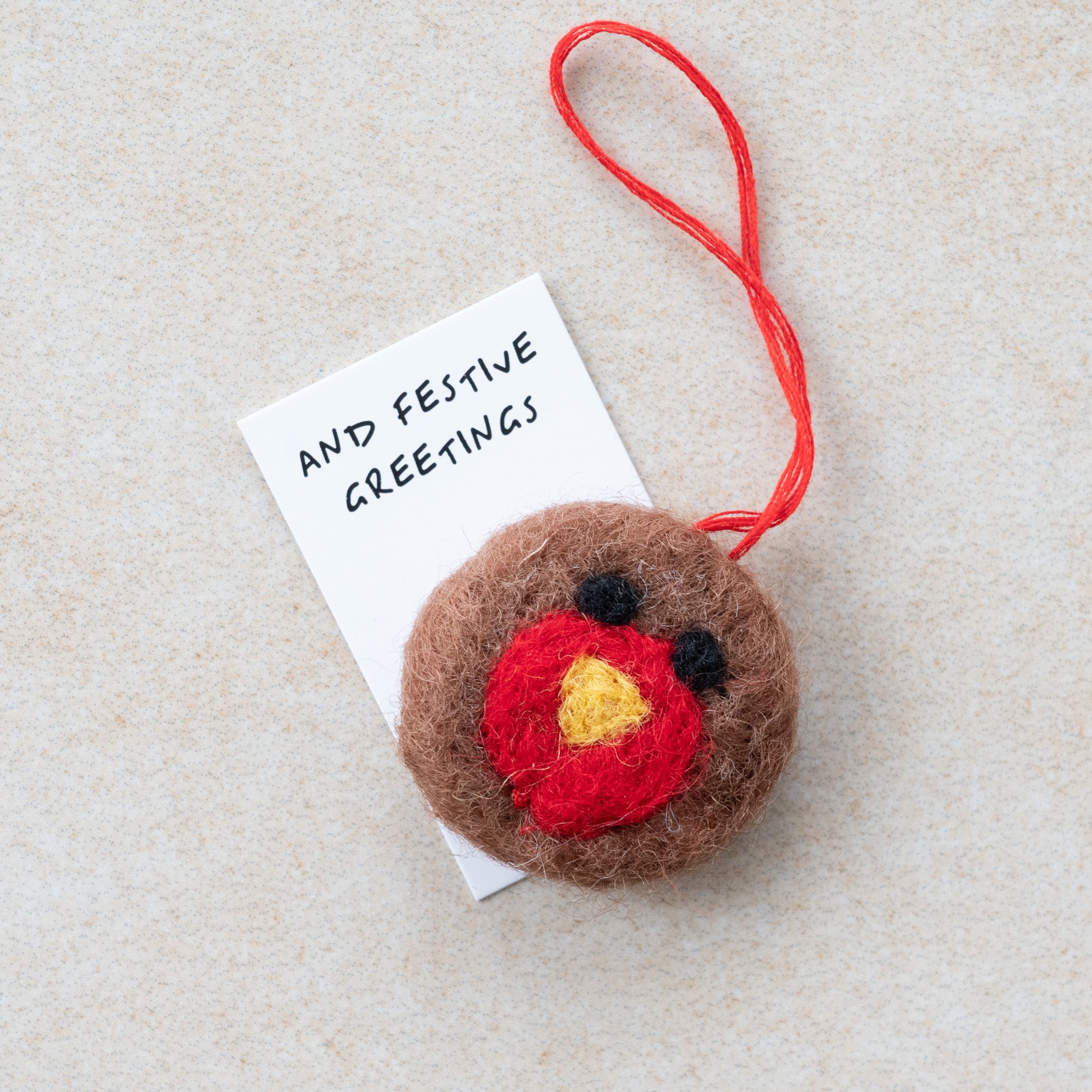 Seasons Greetings wool felt bauble