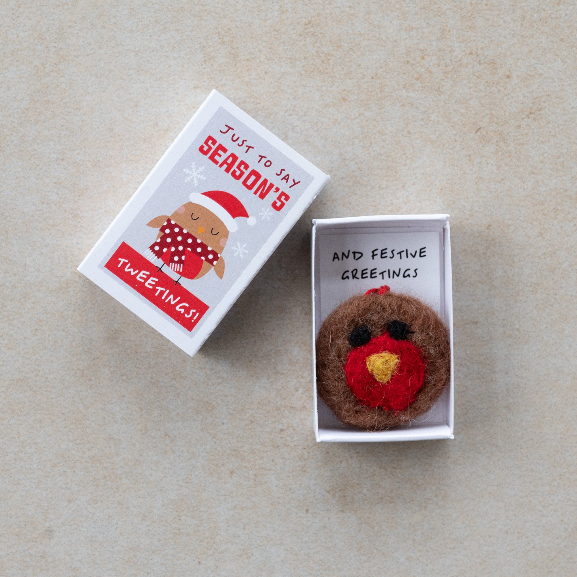 Seasons Greetings wool felt bauble