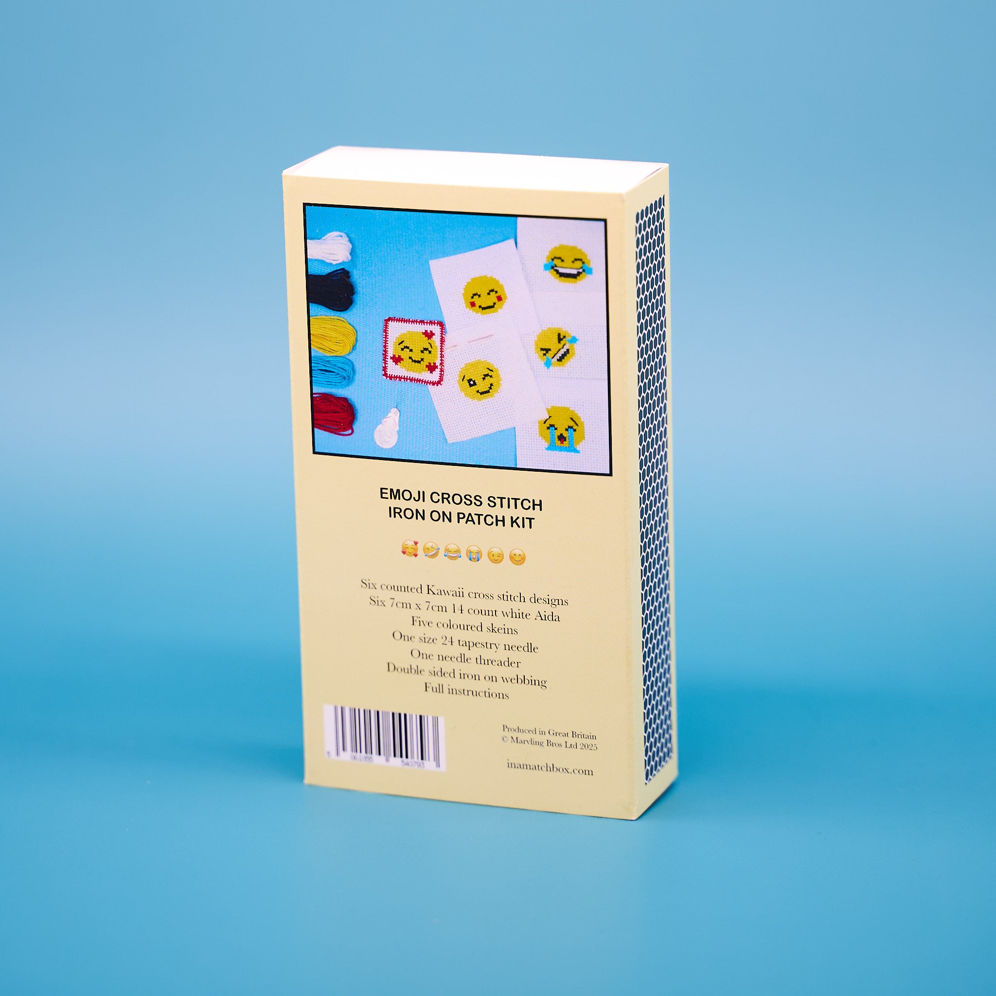 Mini Emoji Cross Stitch Kit – DIY Iron-On Patches