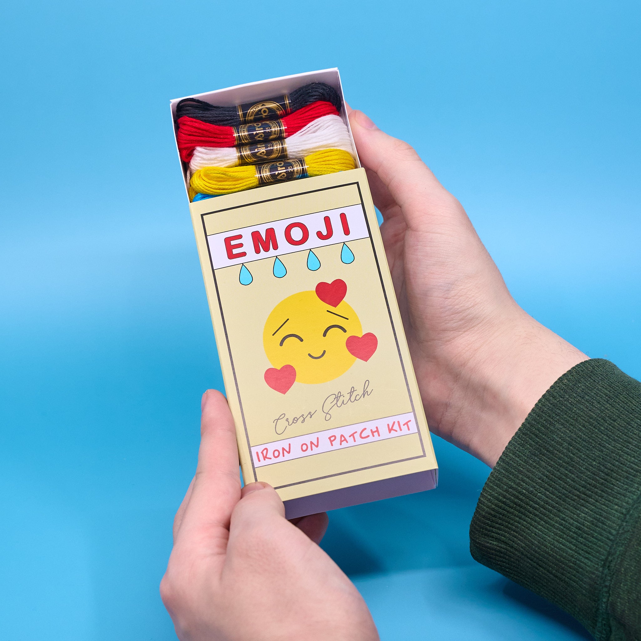 Mini Emoji Cross Stitch Kit – DIY Iron-On Patches