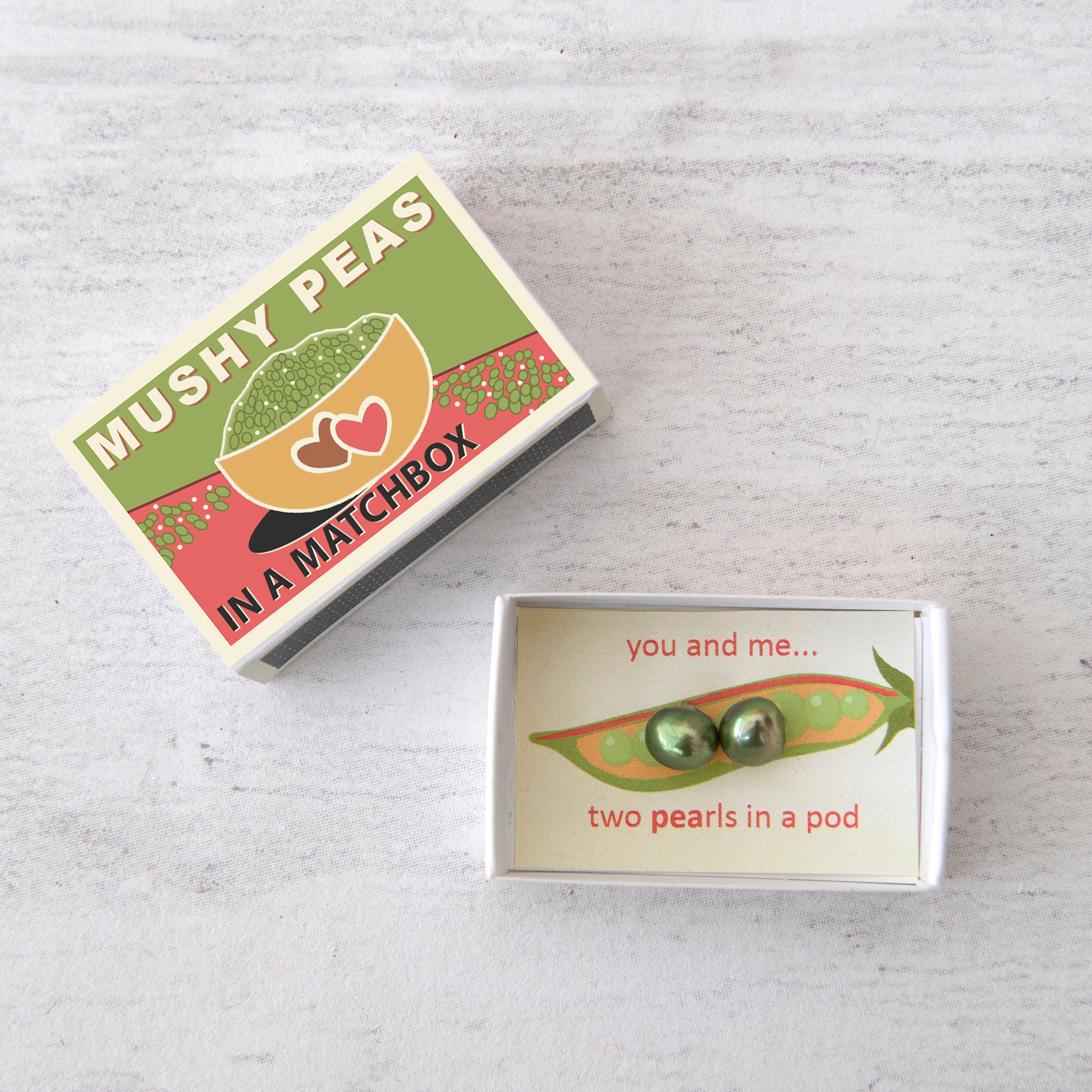 Green Freshwater Pearls With Mushy Pea Message Gift