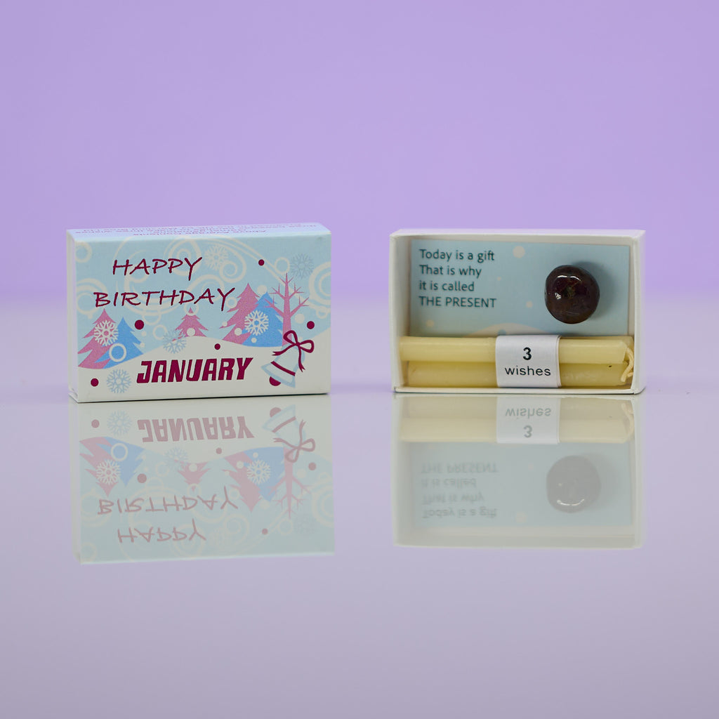 January Setiments January Garnet Mindful Birthstone Gift In A Matchbox