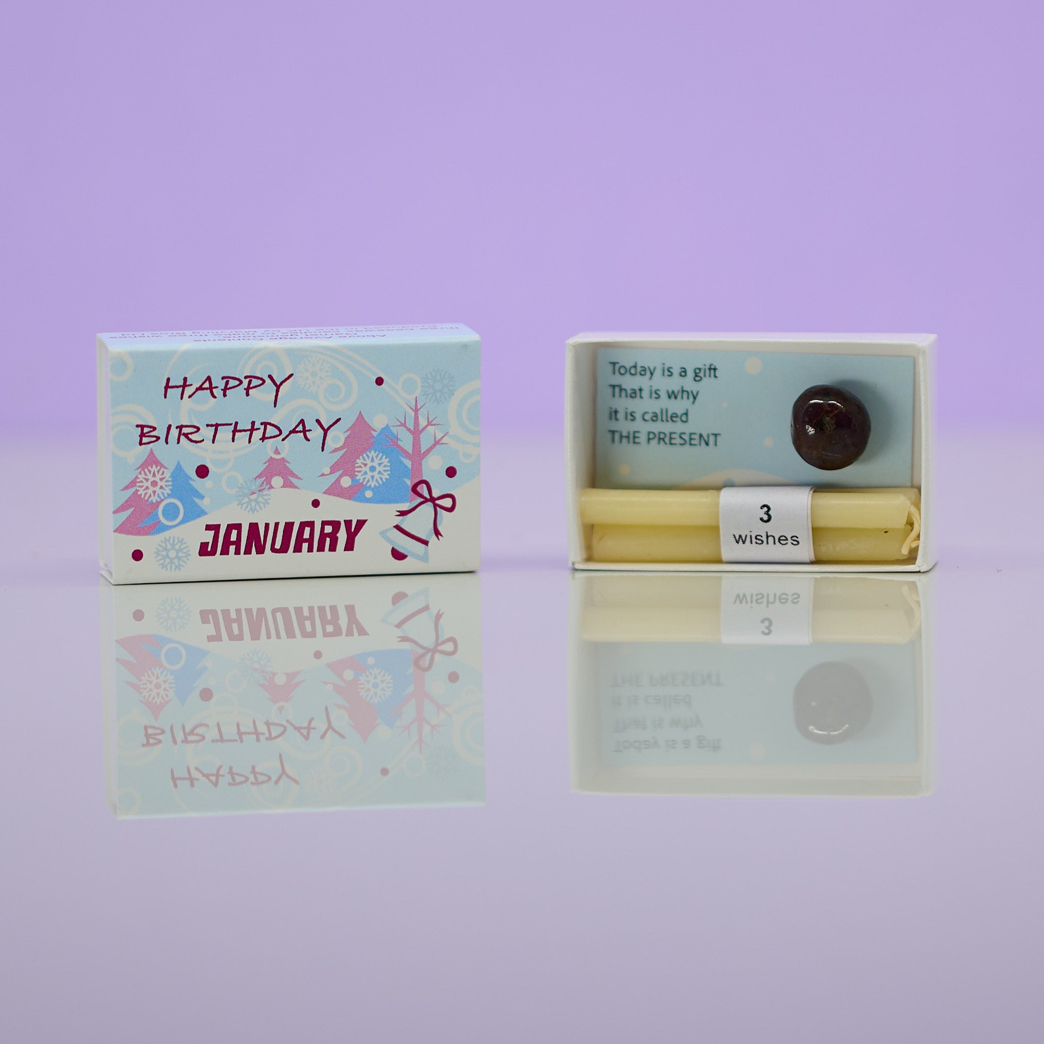 January Garnet Mindful Birthstone Gift In A Matchbox