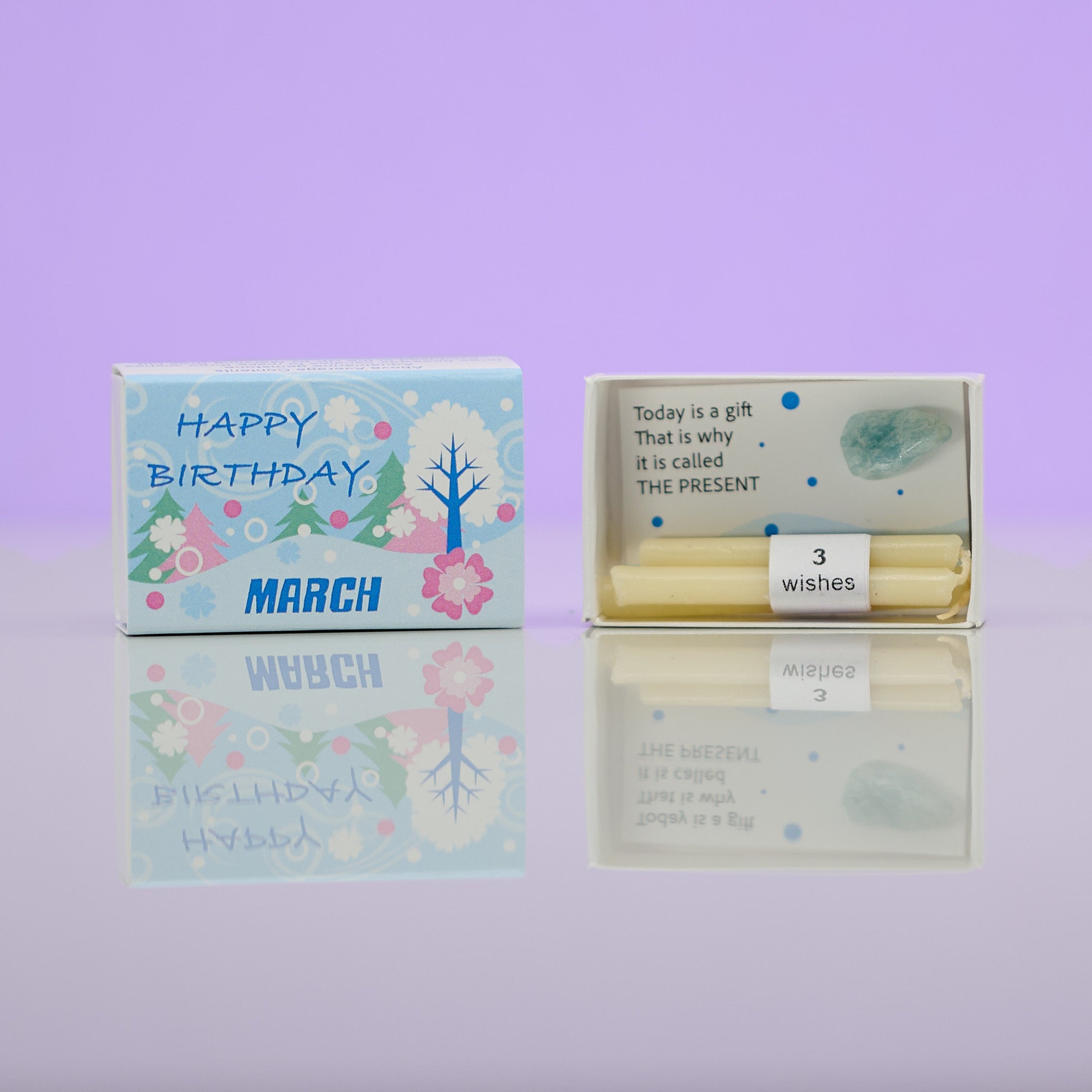 March Aquamarine Mindful Birthstone In A Matchbox