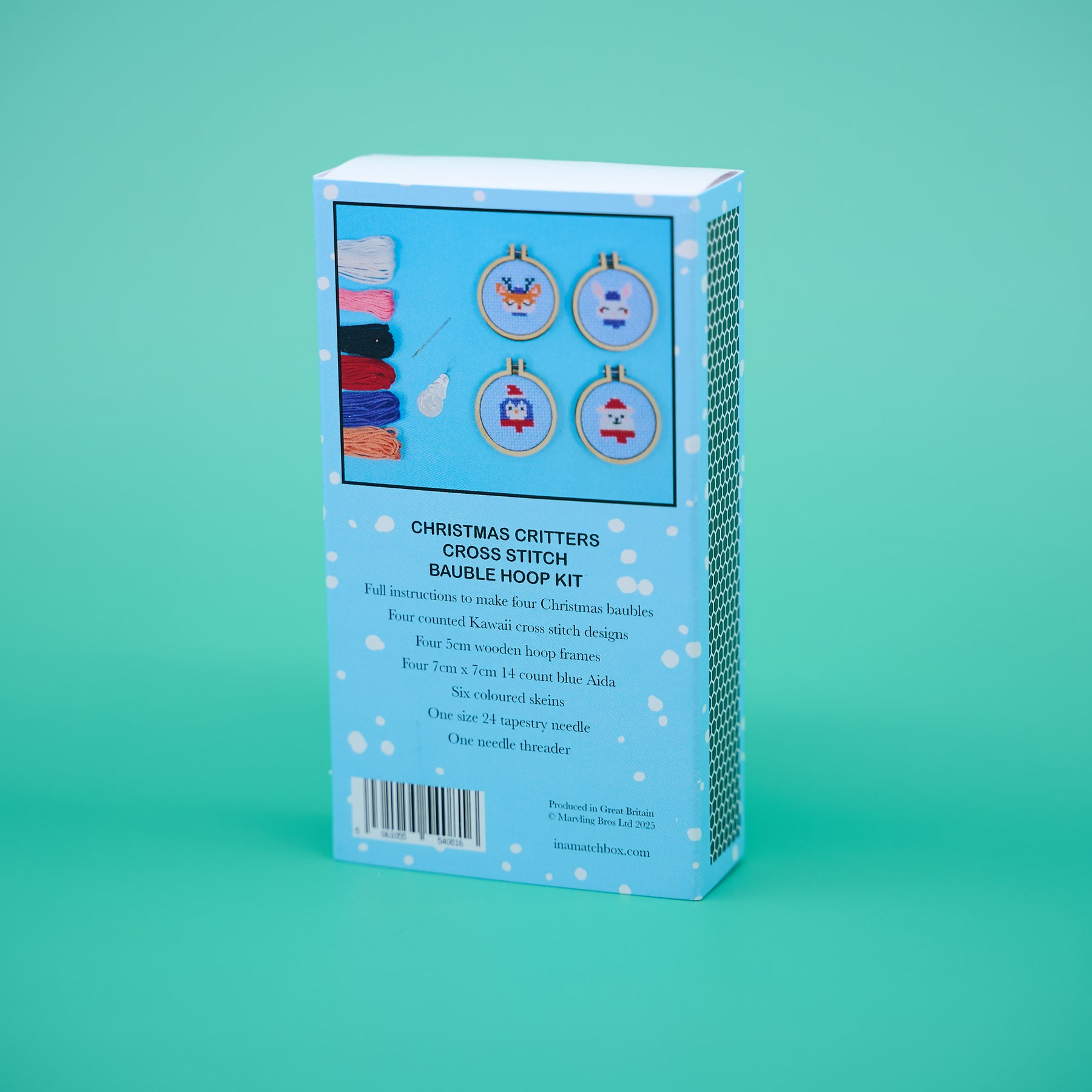 Mini Festive Animals Cross Stitch Kit – Mini Christmas Baubles