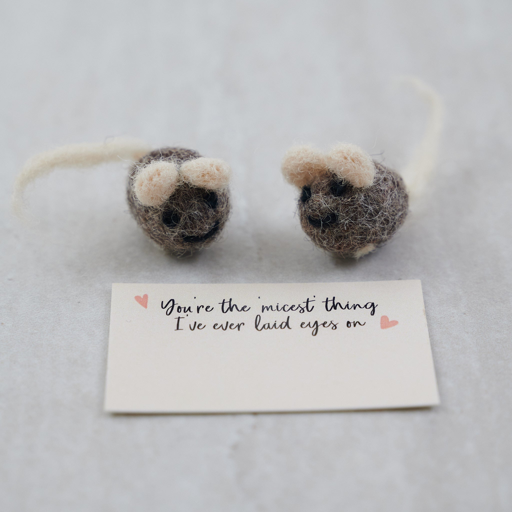 Cheesy Message Wool Felt Mice In A Matchbox