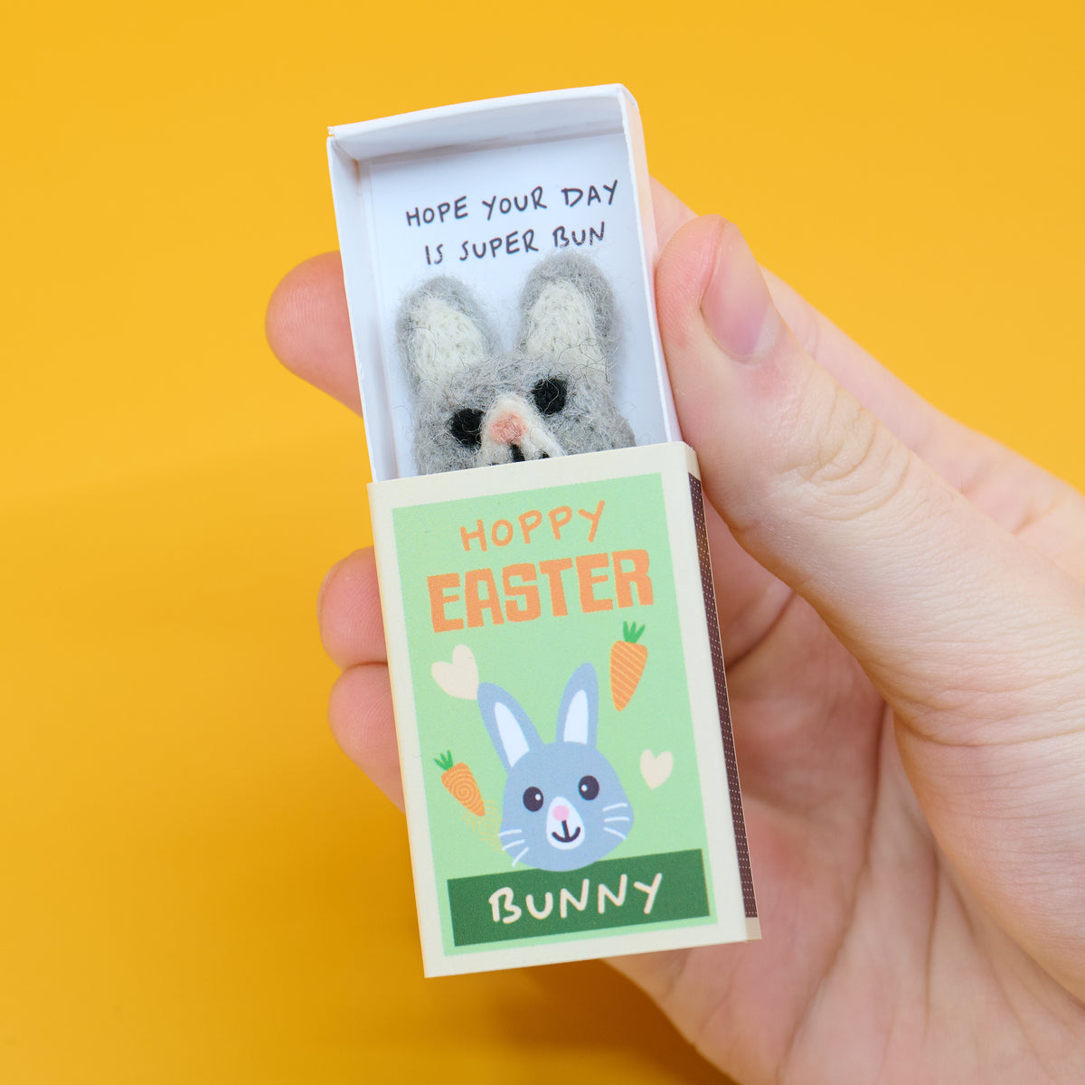 Easter Wool Felt Friend in a matchbox
