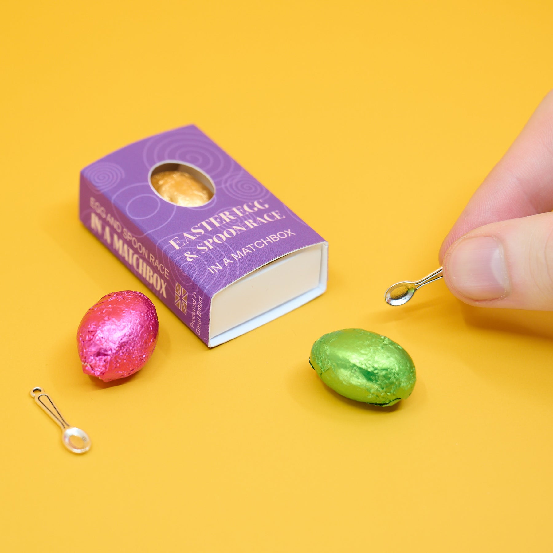 Chocolate Egg and Spoon Race in a matchbox