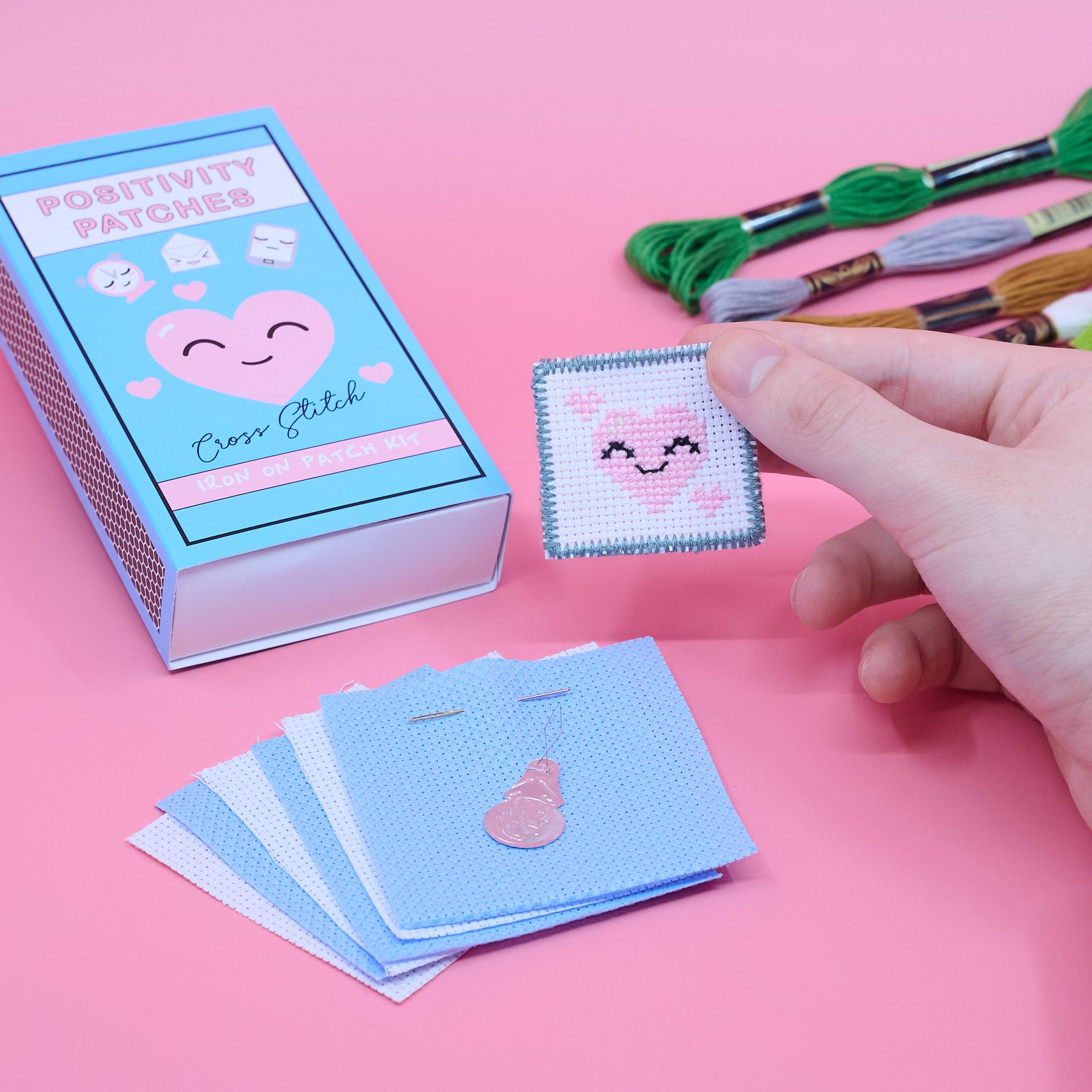 Mini Positivity Cross Stitch Kit – DIY Iron-On Reward Patches