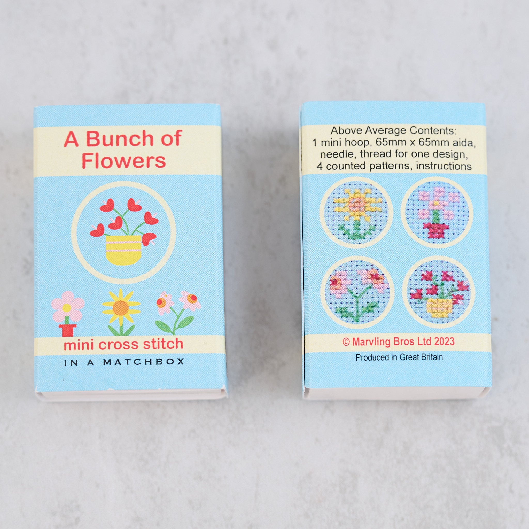 Bunch of Flowers Mini Cross Stitch Kit In A Matchbox