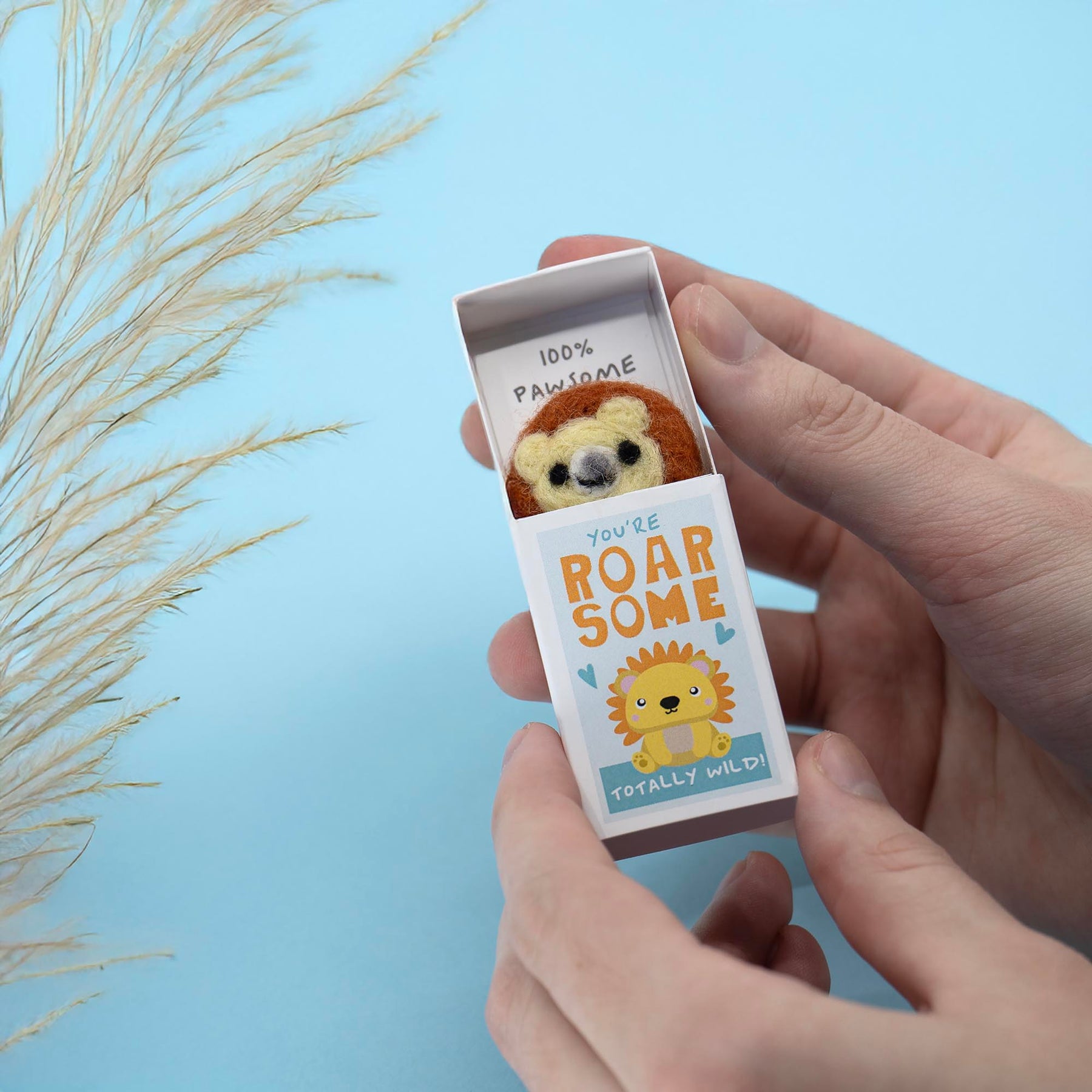 You're Roarsome Wool Felt Lion In A Matchbox