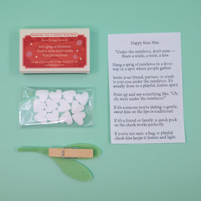Mini Matchbox Gift with 12 mini heart Mints & Felt Mistletoe
