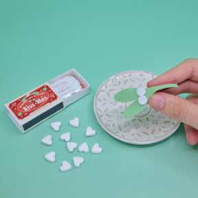 Mini Matchbox Gift with 12 mini heart Mints & Felt Mistletoe