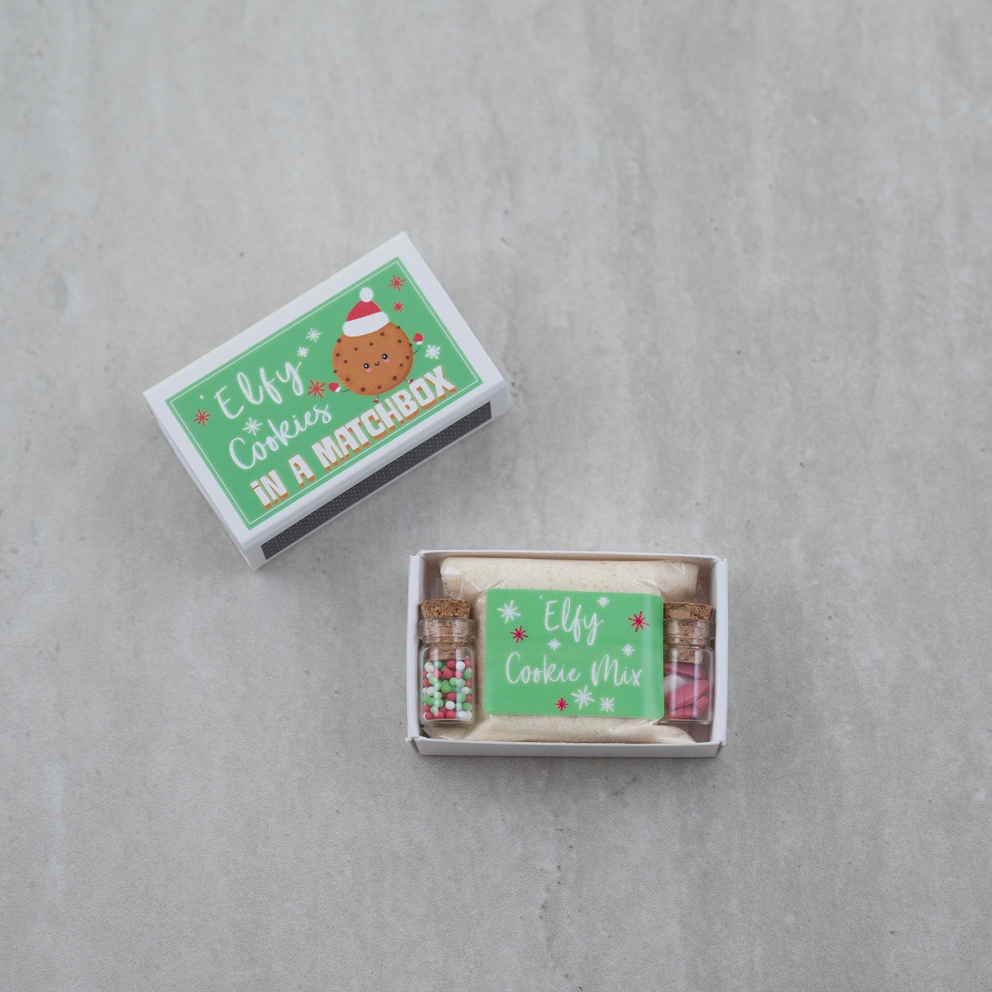 'Elfy Cookies Mini Christmas Cookie Kit In A Matchbox