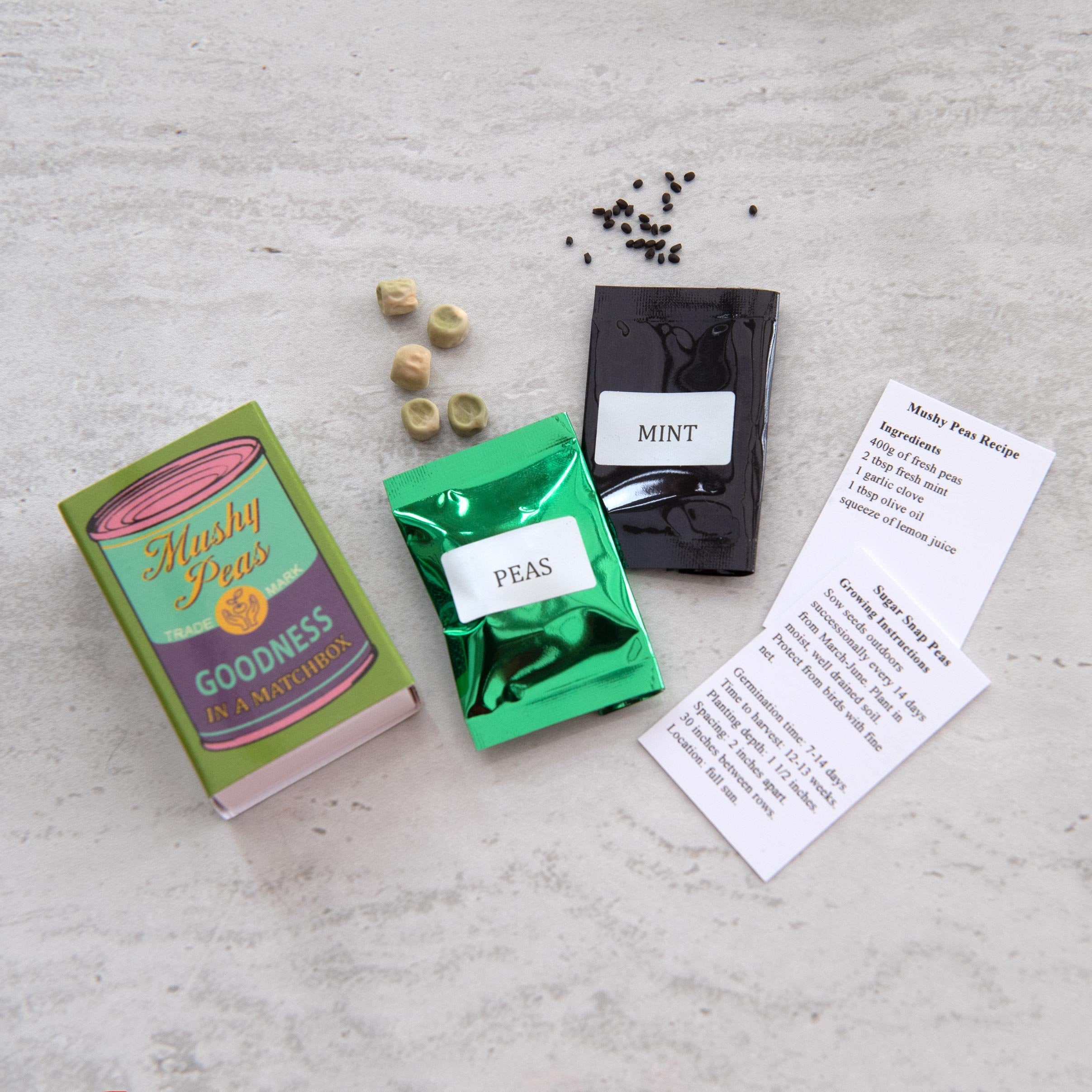 Grow Your Own Mushy Peas Seed Kit In A Matchbox