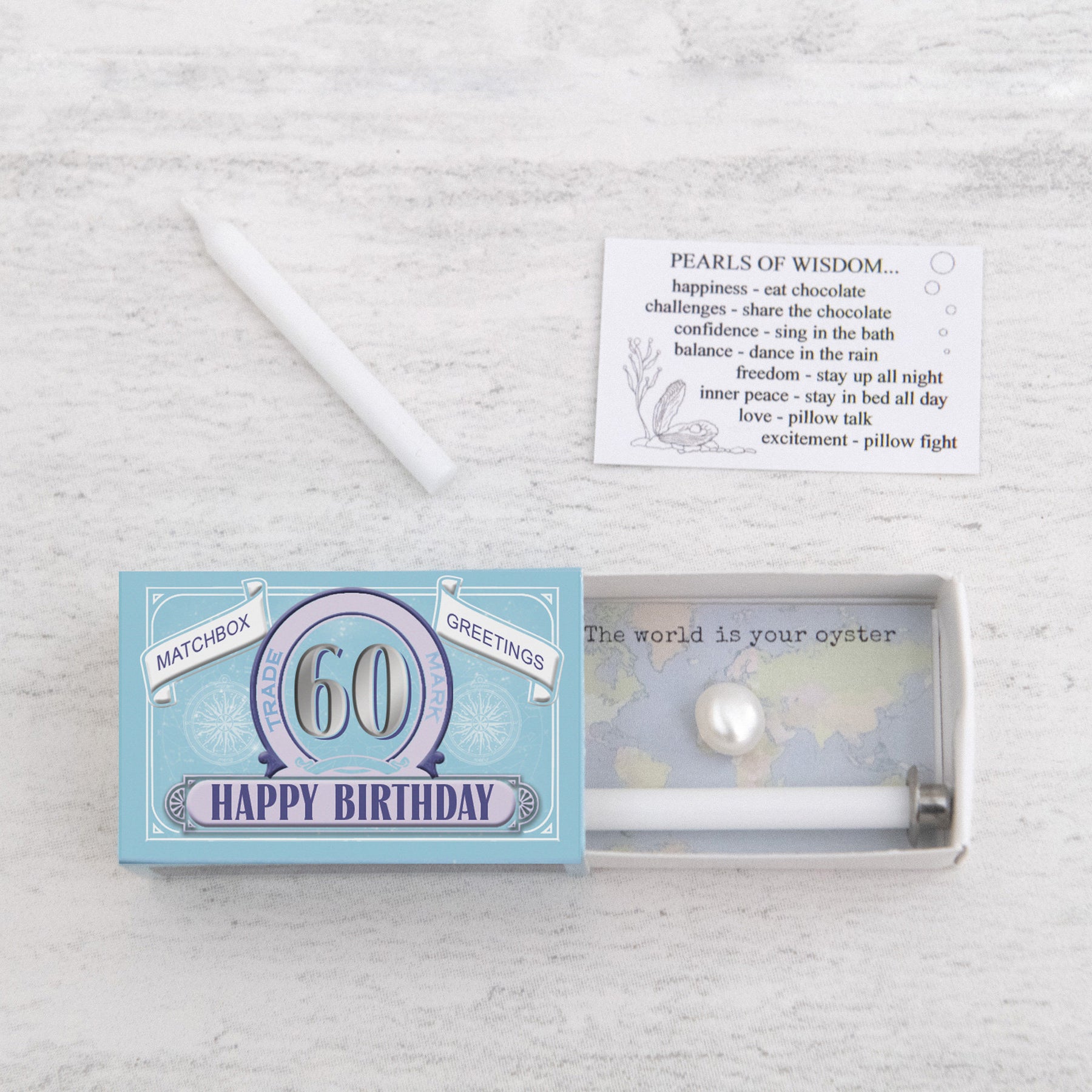 Happy 60th Birthday Candle And Freshwater Pearl Gift