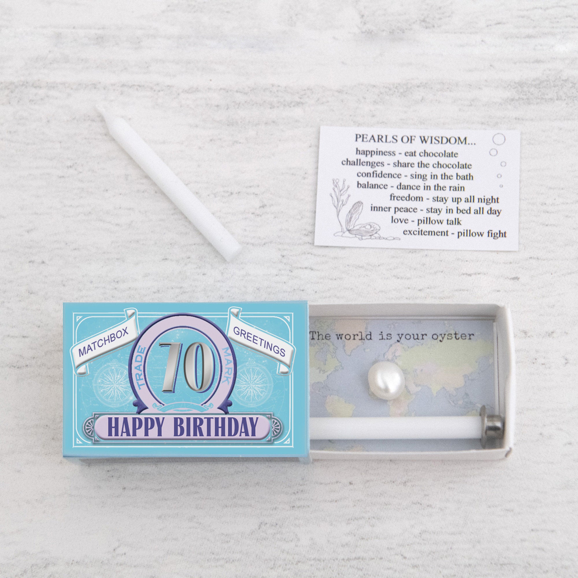 Happy 70th Birthday Candle And Freshwater Pearl Gift
