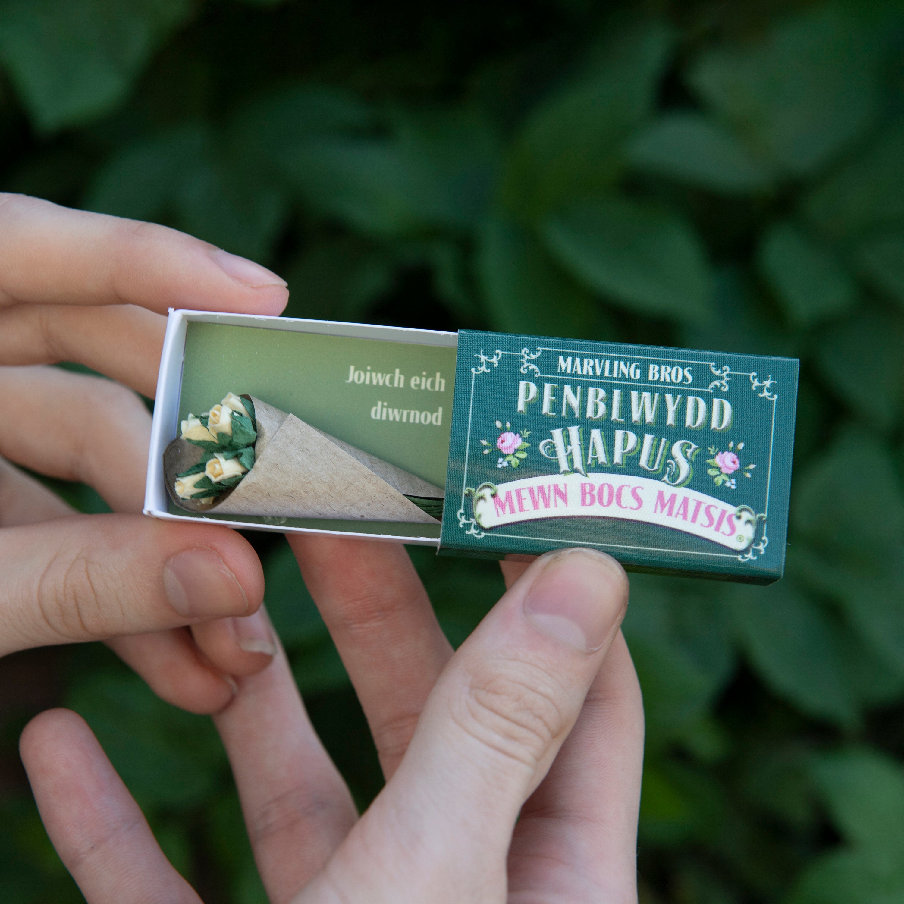 Welsh Birthday Bunch Of Flowers In A Matchbox