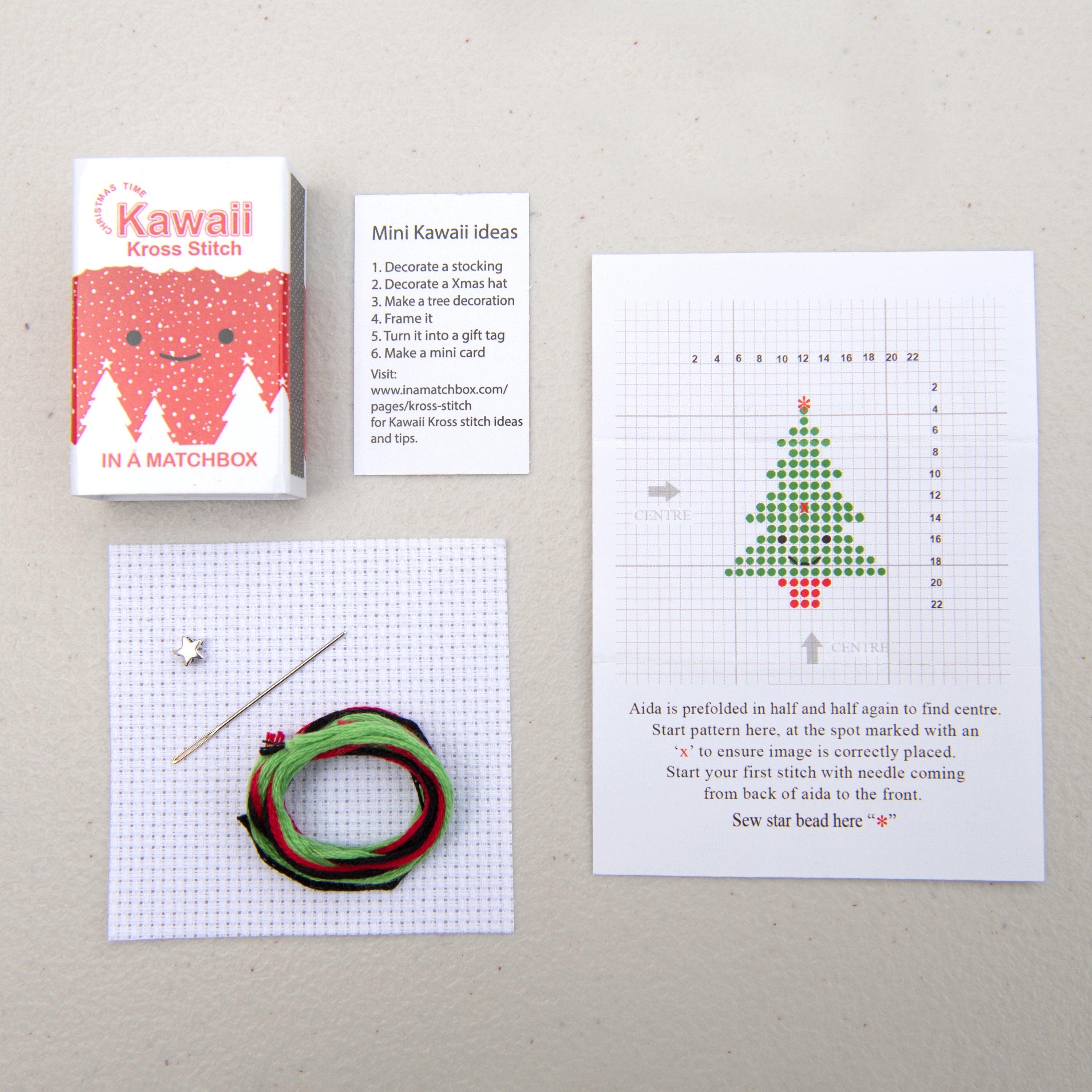 Kawaii Christmas Tree Mini Cross Stitch Kit