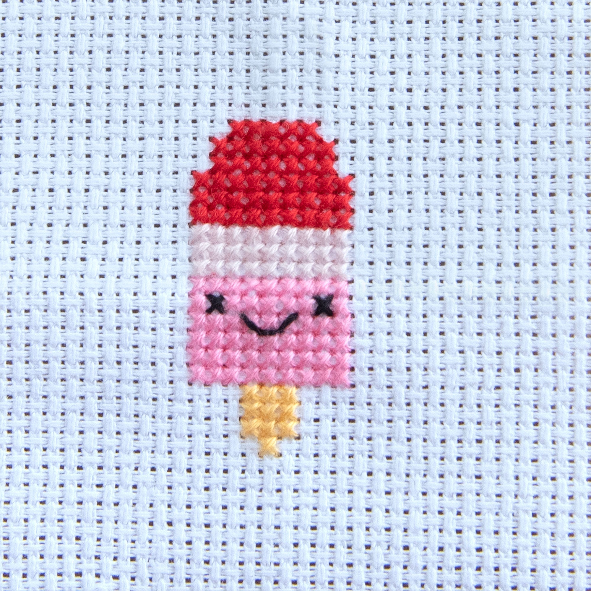 Mini Cross Stitch Kit With Kawaii Ice Lolly Design