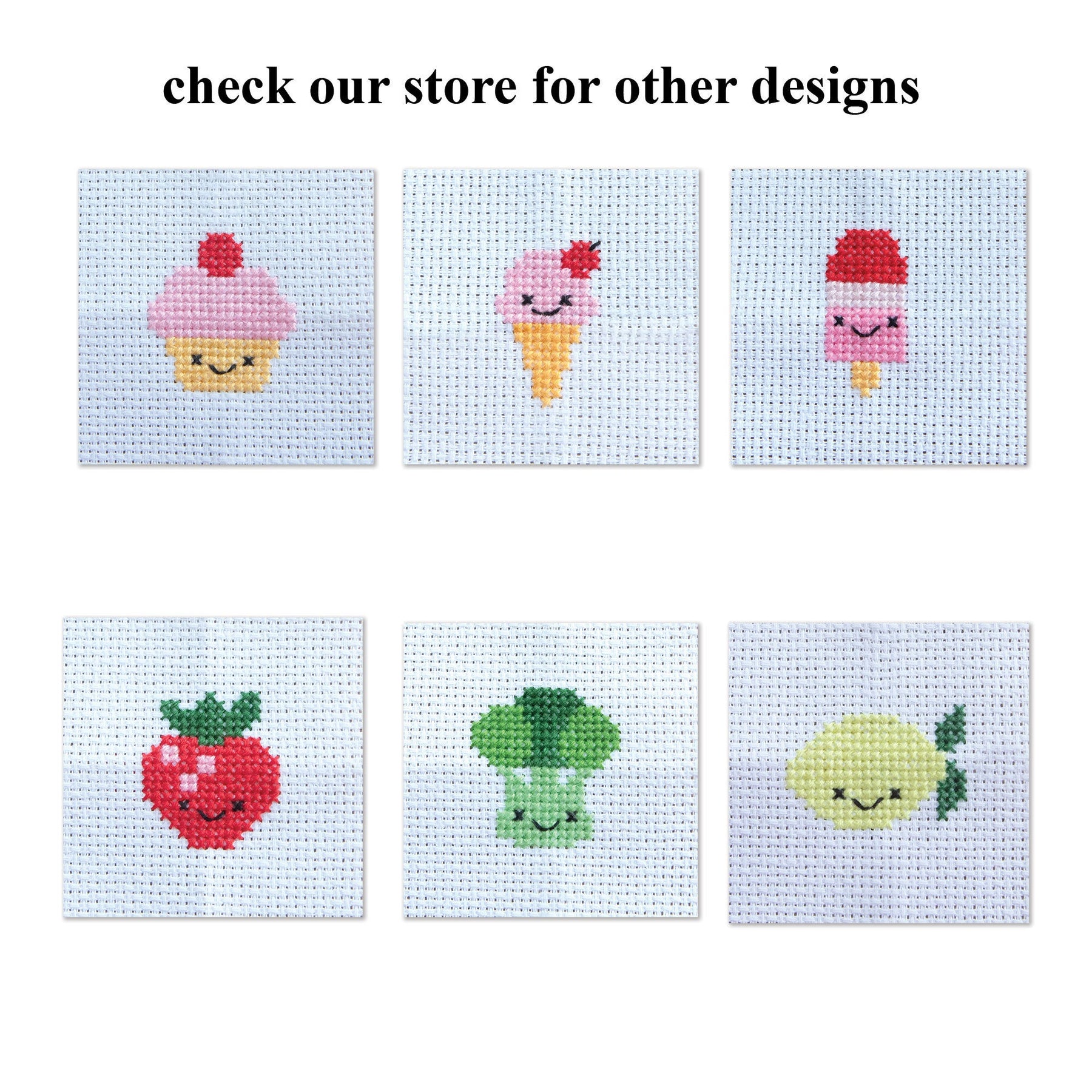 Mini Cross Stitch Kit With Kawaii Ice Cream Design