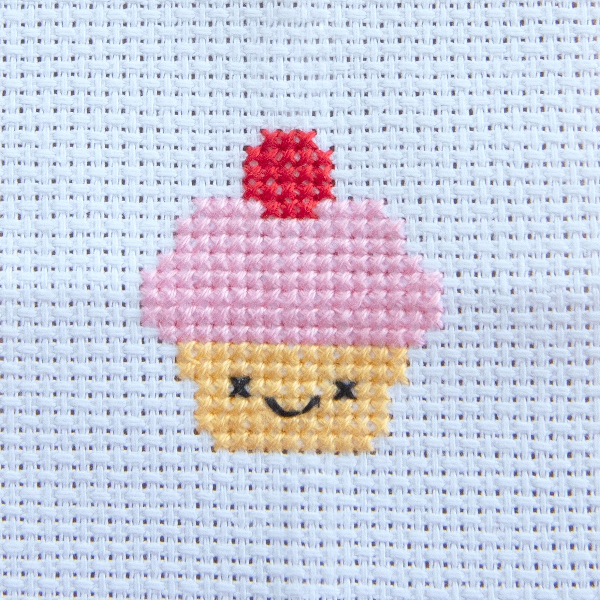 Mini Cross Stitch Kit With Kawaii Cup Cake Design