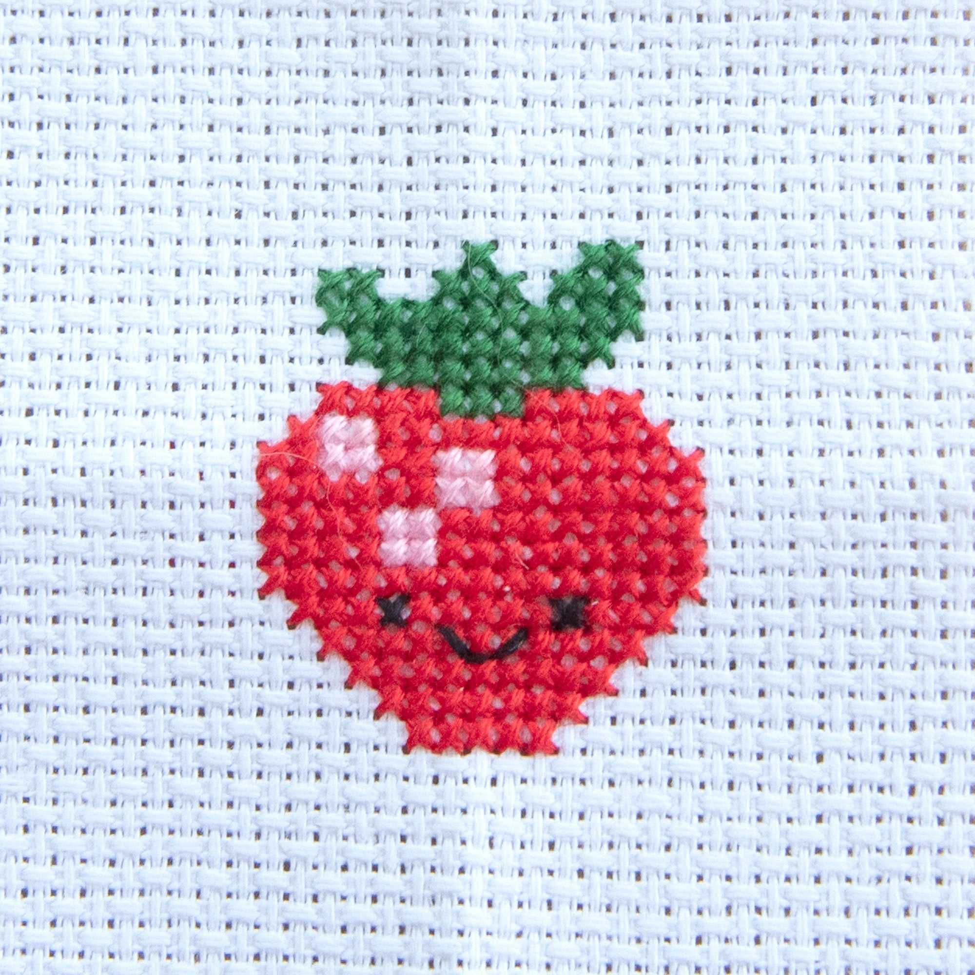 Mini Cross Stitch Kit With Kawaii Strawberry Design