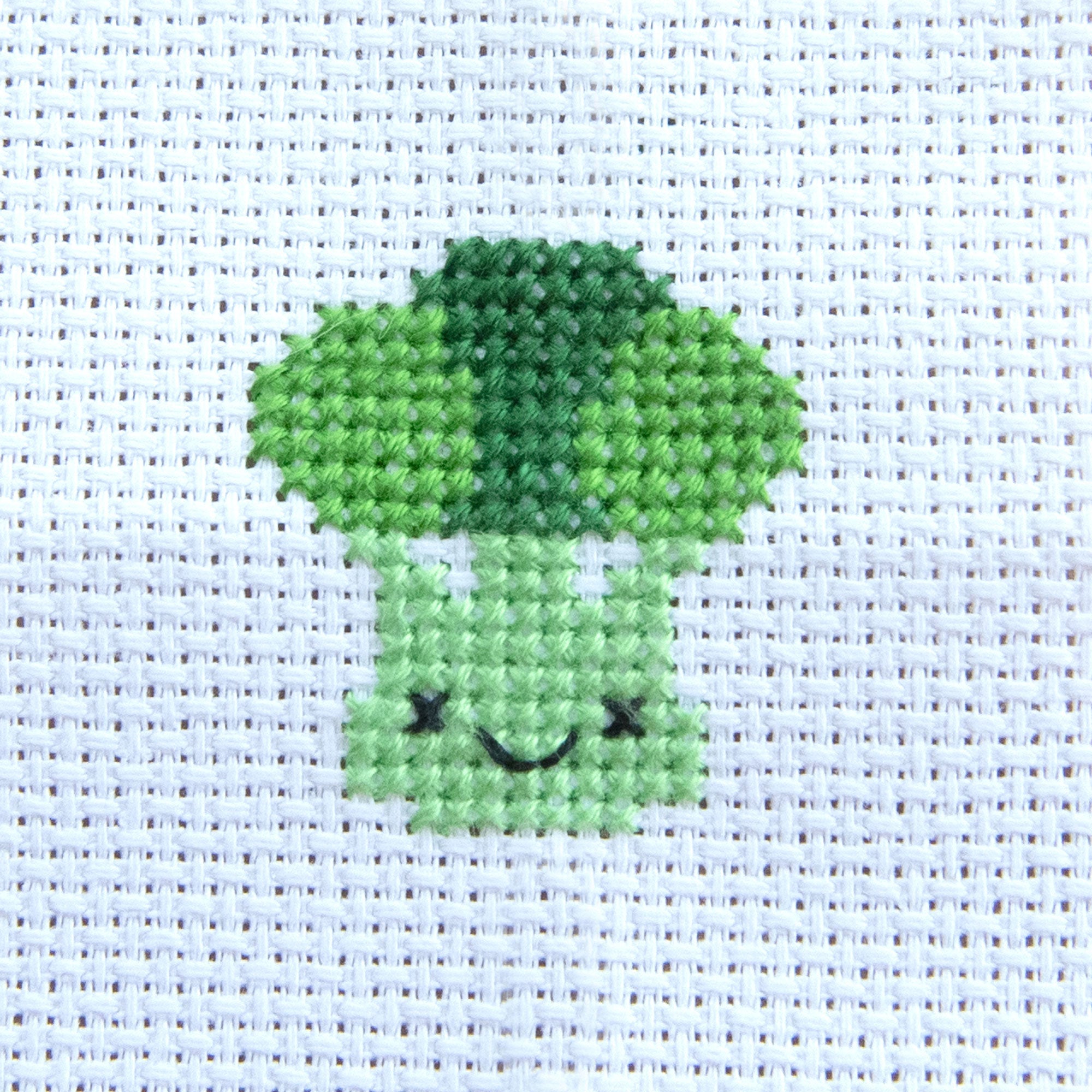 Mini Cross Stitch Kit With Kawaii Broccoli Design