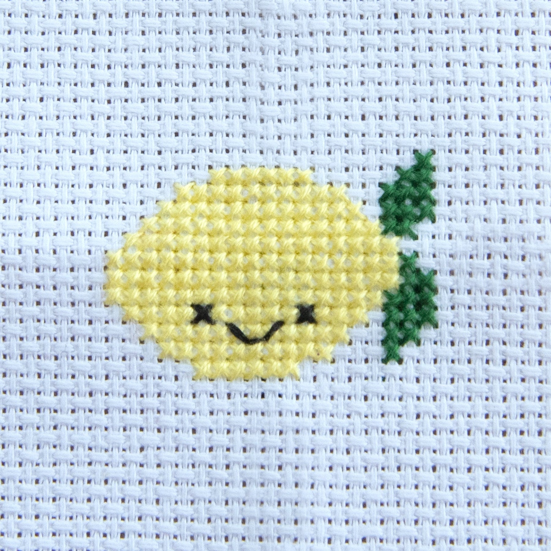 Mini Cross Stitch Kit With Kawaii Lemon Design
