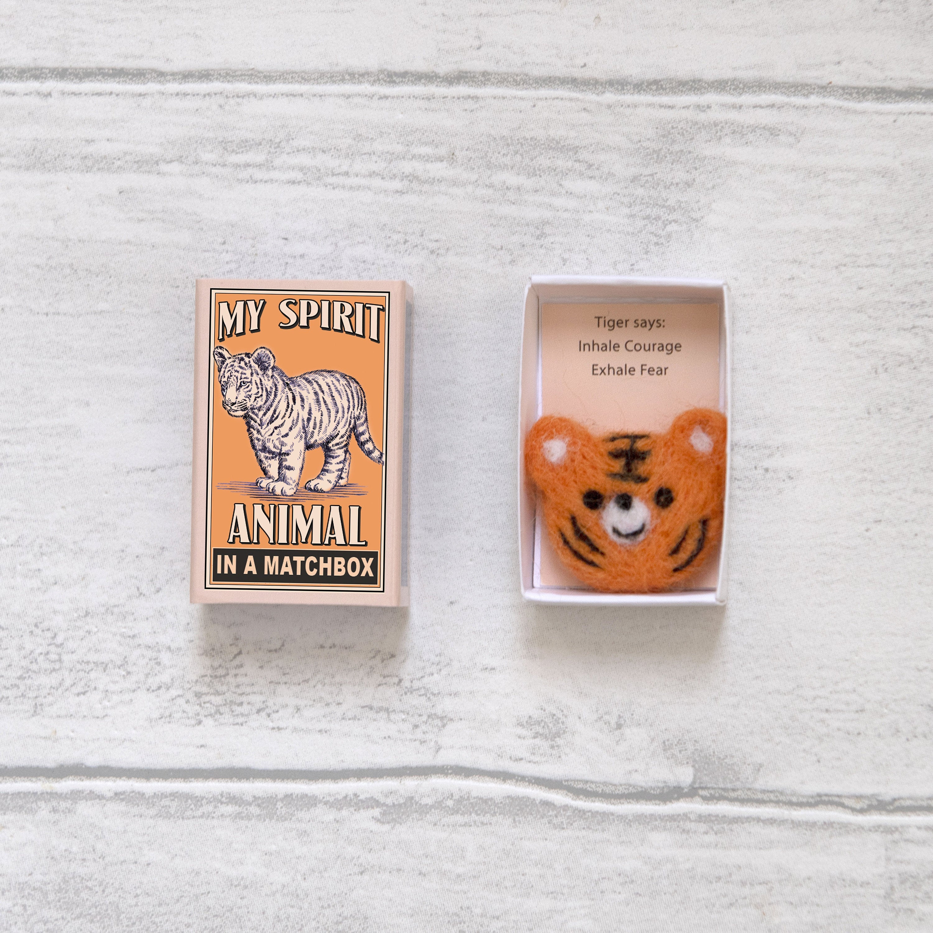 Wool Felt Tiger Spirit Animal Gift In A Matchbox