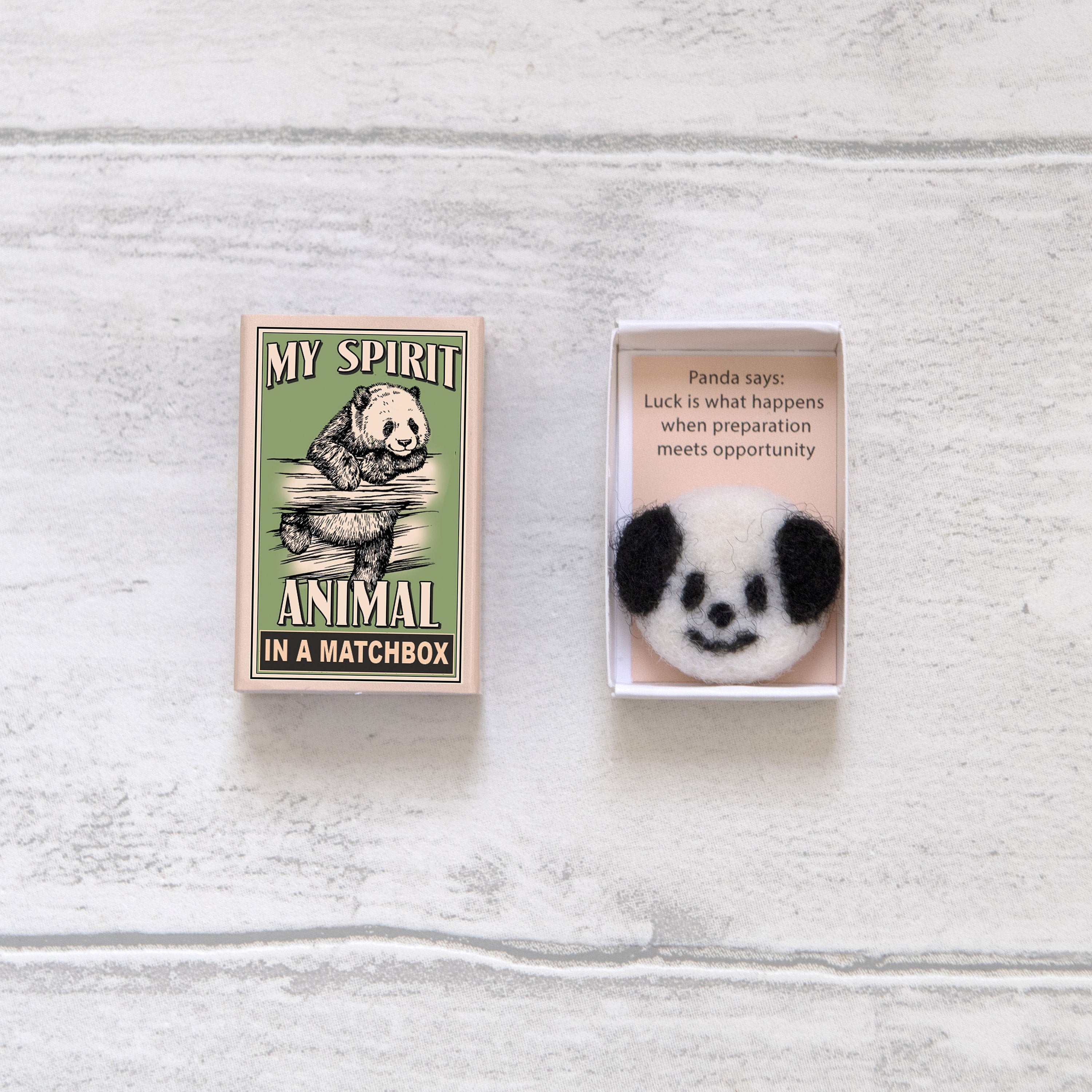 Wool Felt Panda Spirit Animal Gift In A Matchbox