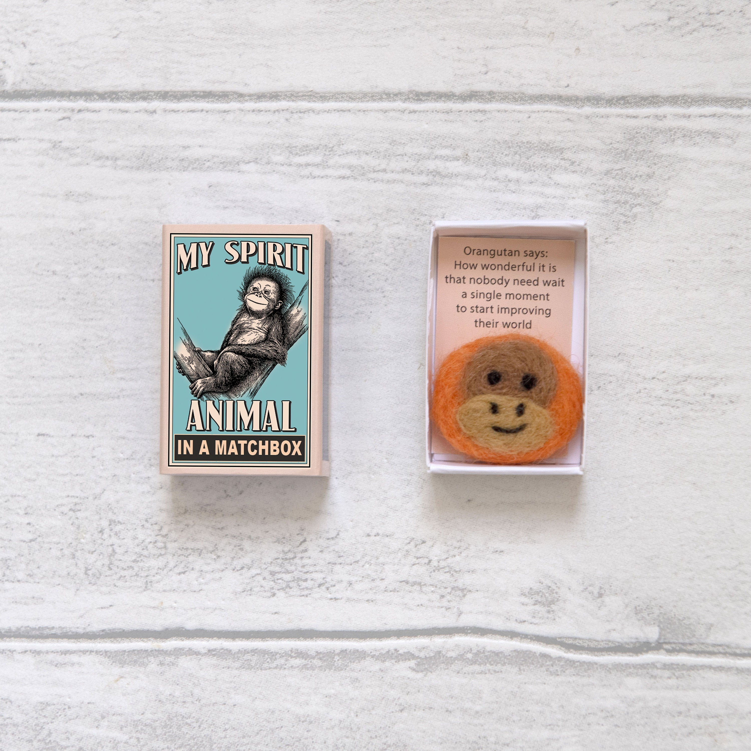 Wool Felt Orangutan Spirit Animal Gift In A Matchbox