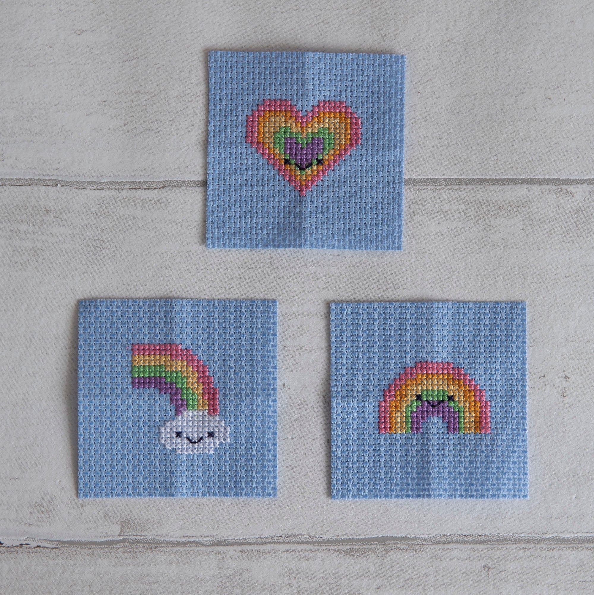 Kawaii Rainbow Heart Mini Cross Stitch Kit