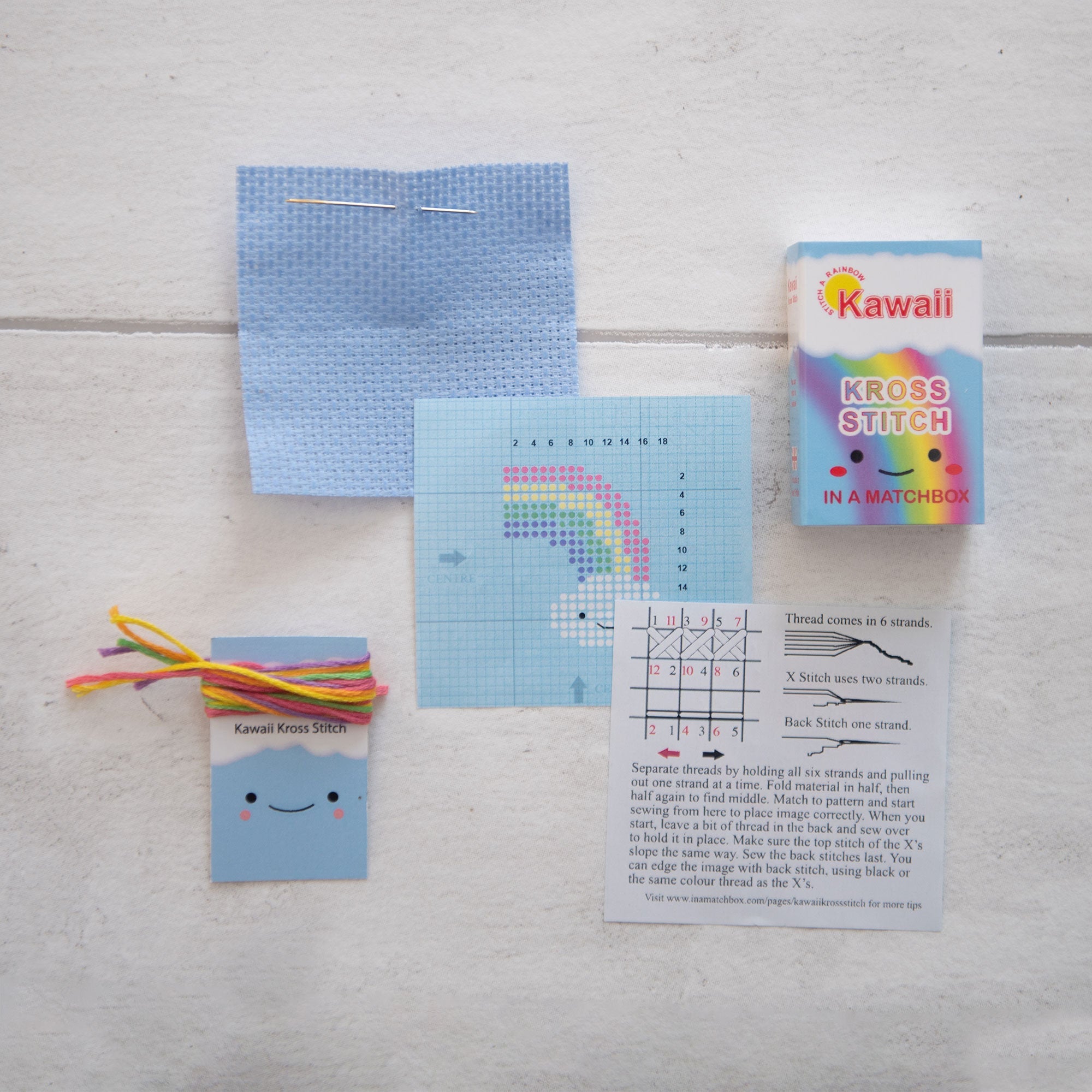 Kawaii Rainbow Cloud Mini Cross Stitch Kit