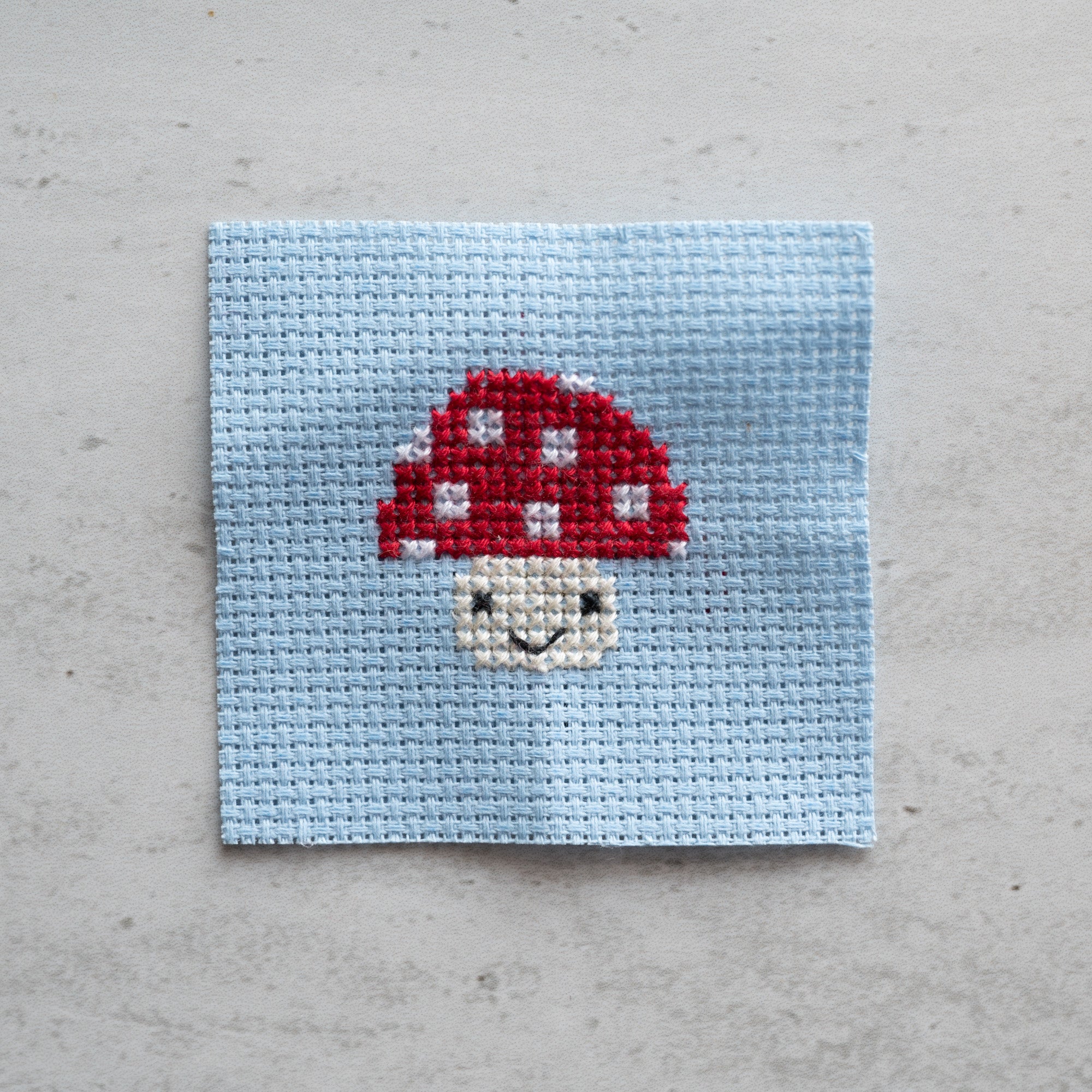 Kawaii Cross Stitch Toadstool In A Matchbox