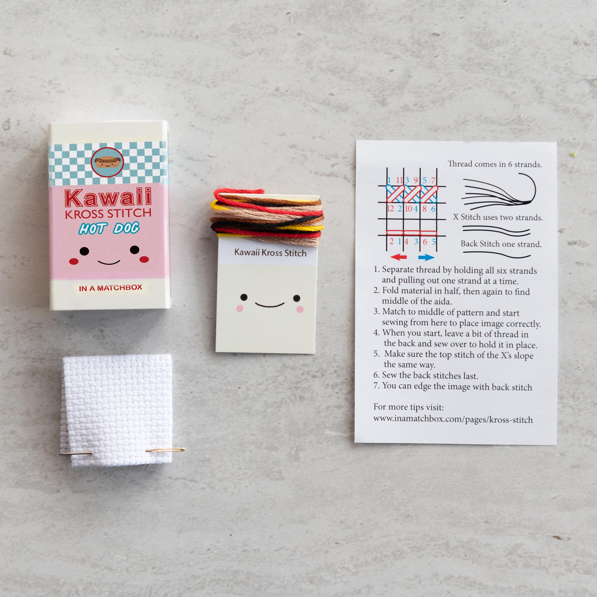 Mini Cross Stitch Kit With Kawaii Hot Dog Design