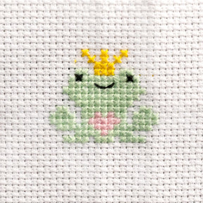 Mini Cross Stitch Kit With Kawaii Frog Prince Design