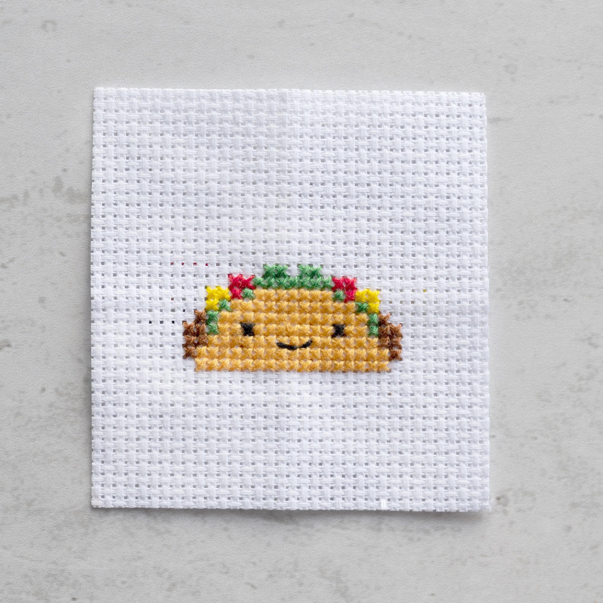 Mini Cross Stitch Kit With Kawaii Taco Design