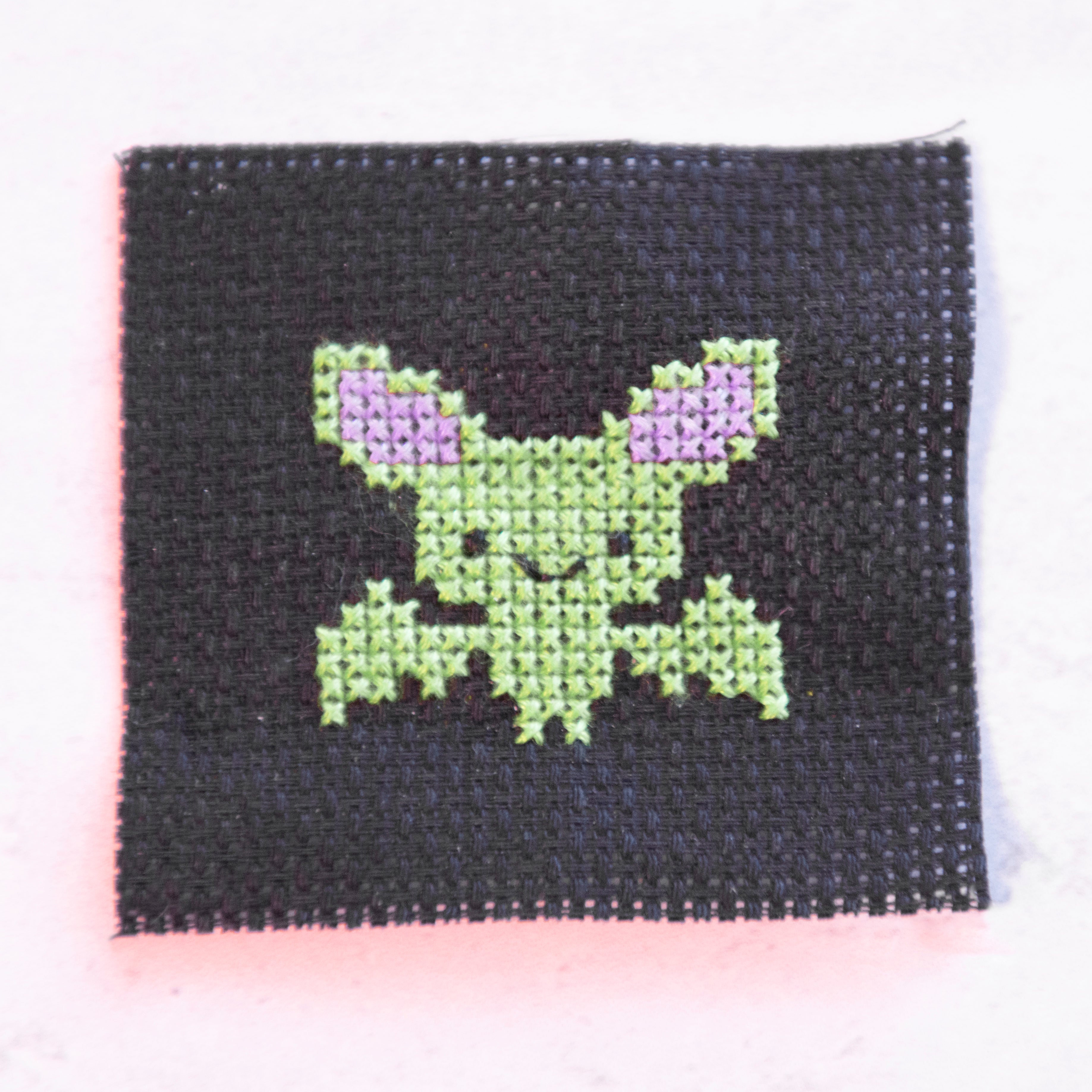 Mini Cross Stitch Kit With Kawaii Halloween Bat Design