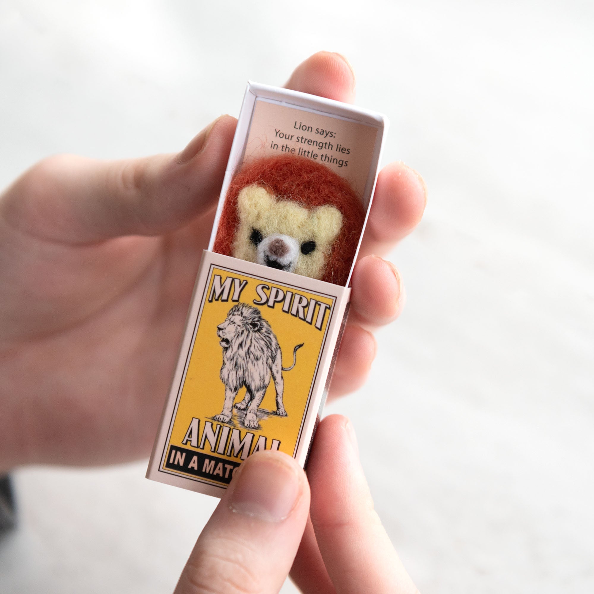 Wool Felt Lion Spirit Animal Gift In A Matchbox