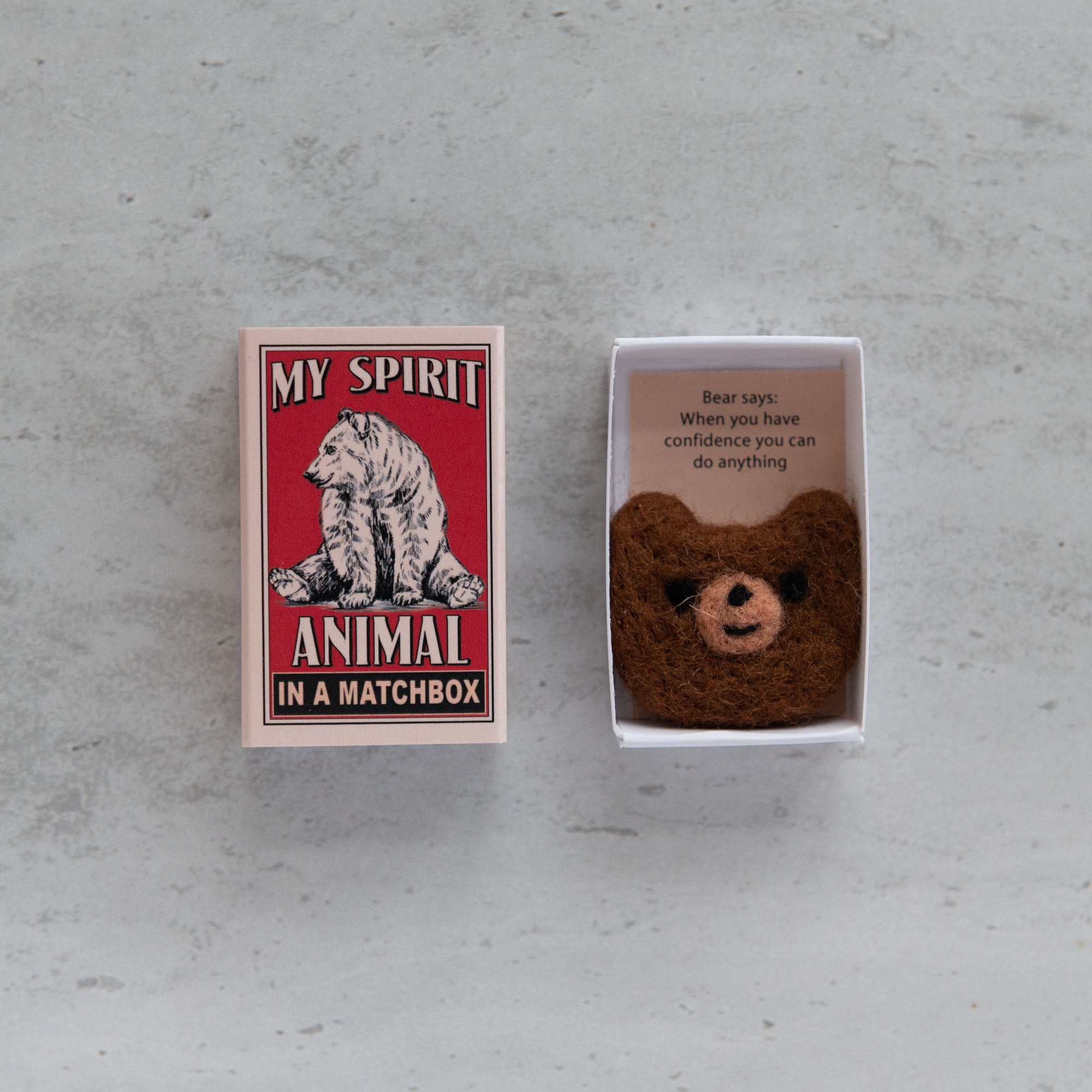 Wool Felt Bear Spirit Animal In A Matchbox