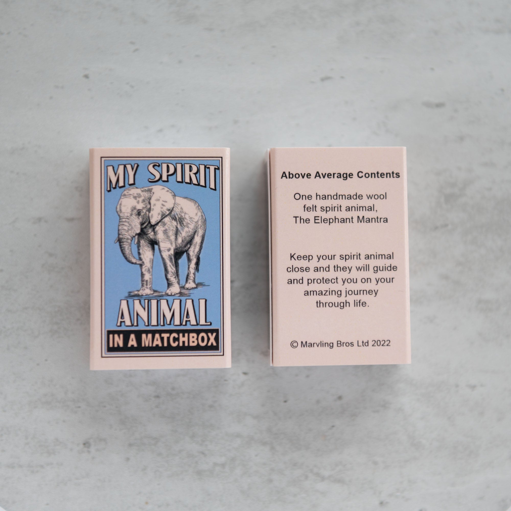 Wool Felt Elephant Spirit Animal In A Matchbox