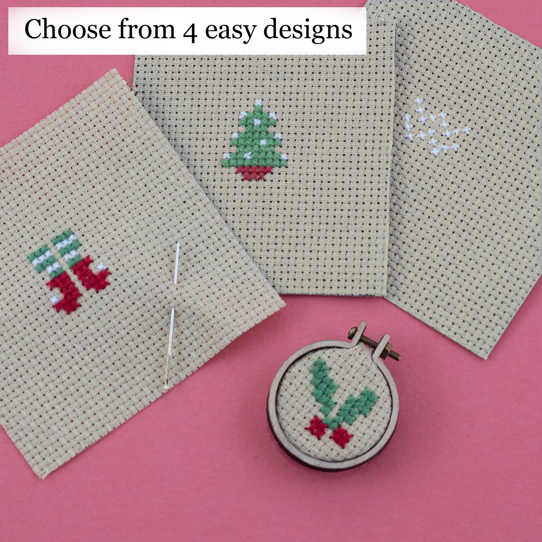Make Your Own Christmas Bauble Jolly Holly Cross Stitch Kit