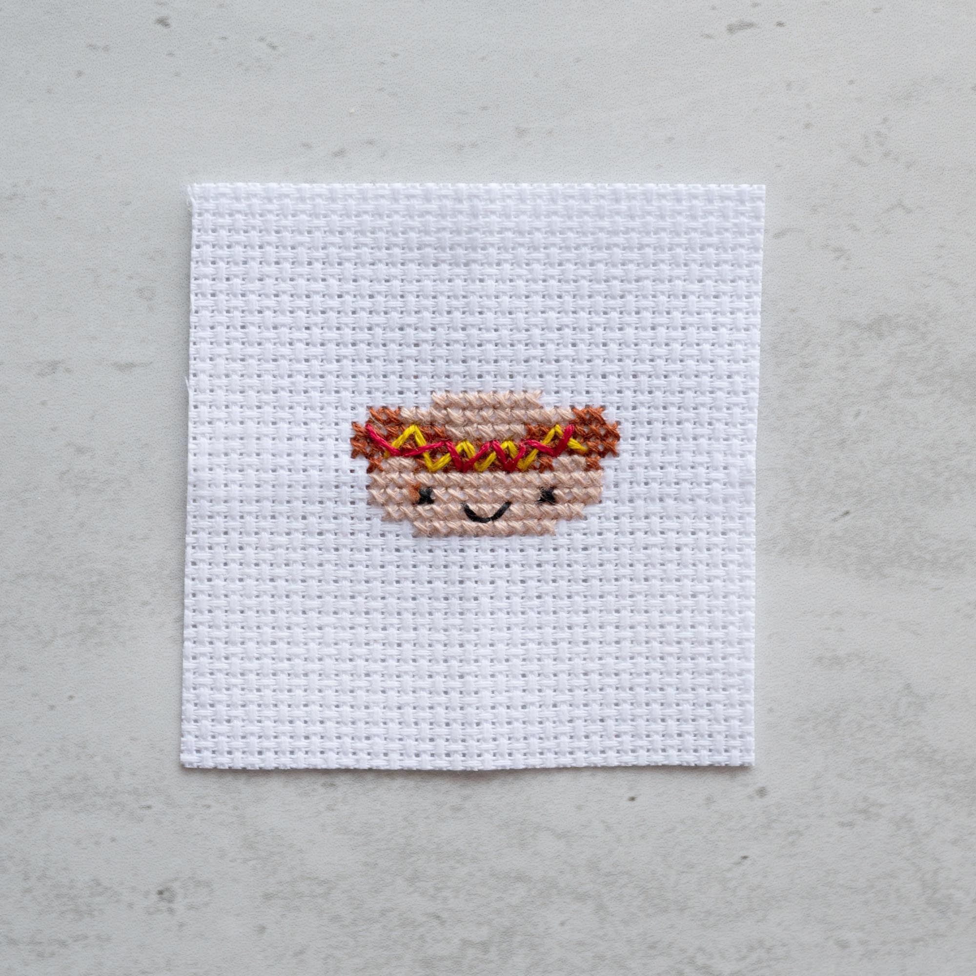 Mini Cross Stitch Kit With Kawaii Hot Dog Design