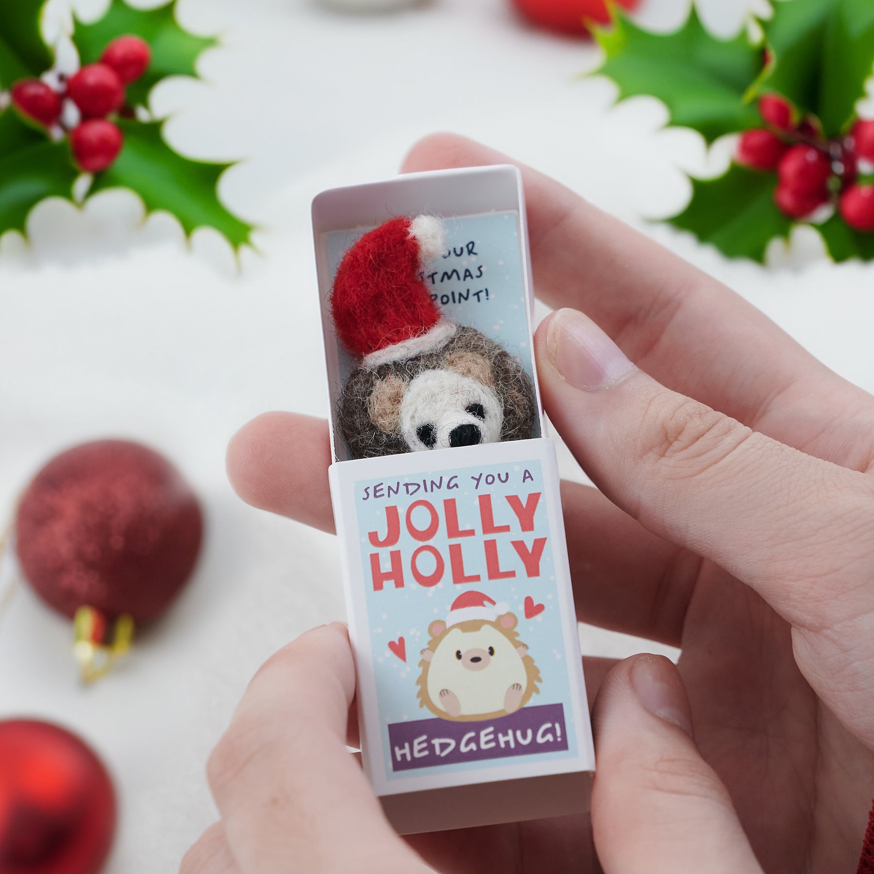 Sending You A Jolly Holly Hedgehug In A Matchbox