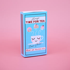 Mini Tea Time Cross Stitch Kit – DIY Iron-On Patches