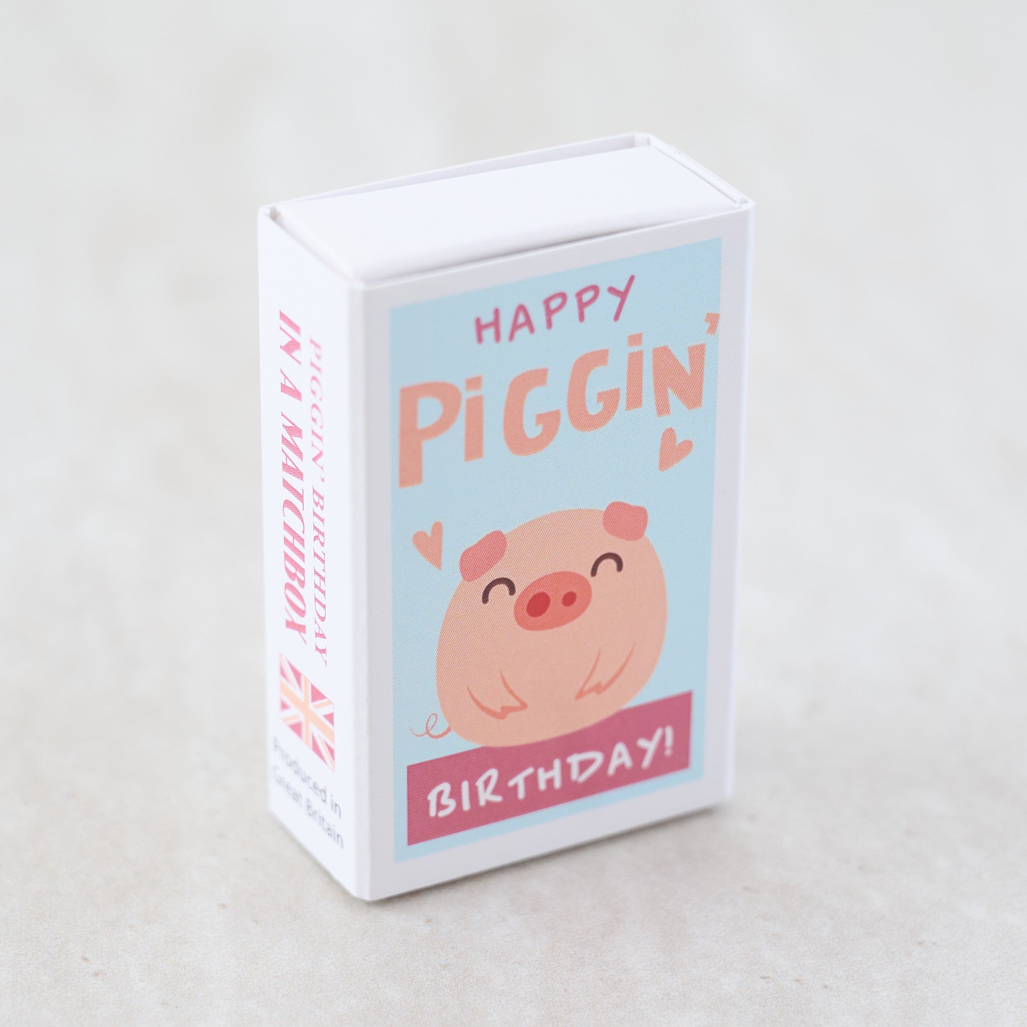 Happy Piggin' Birthday Wool Felt Pig In A Matchbox