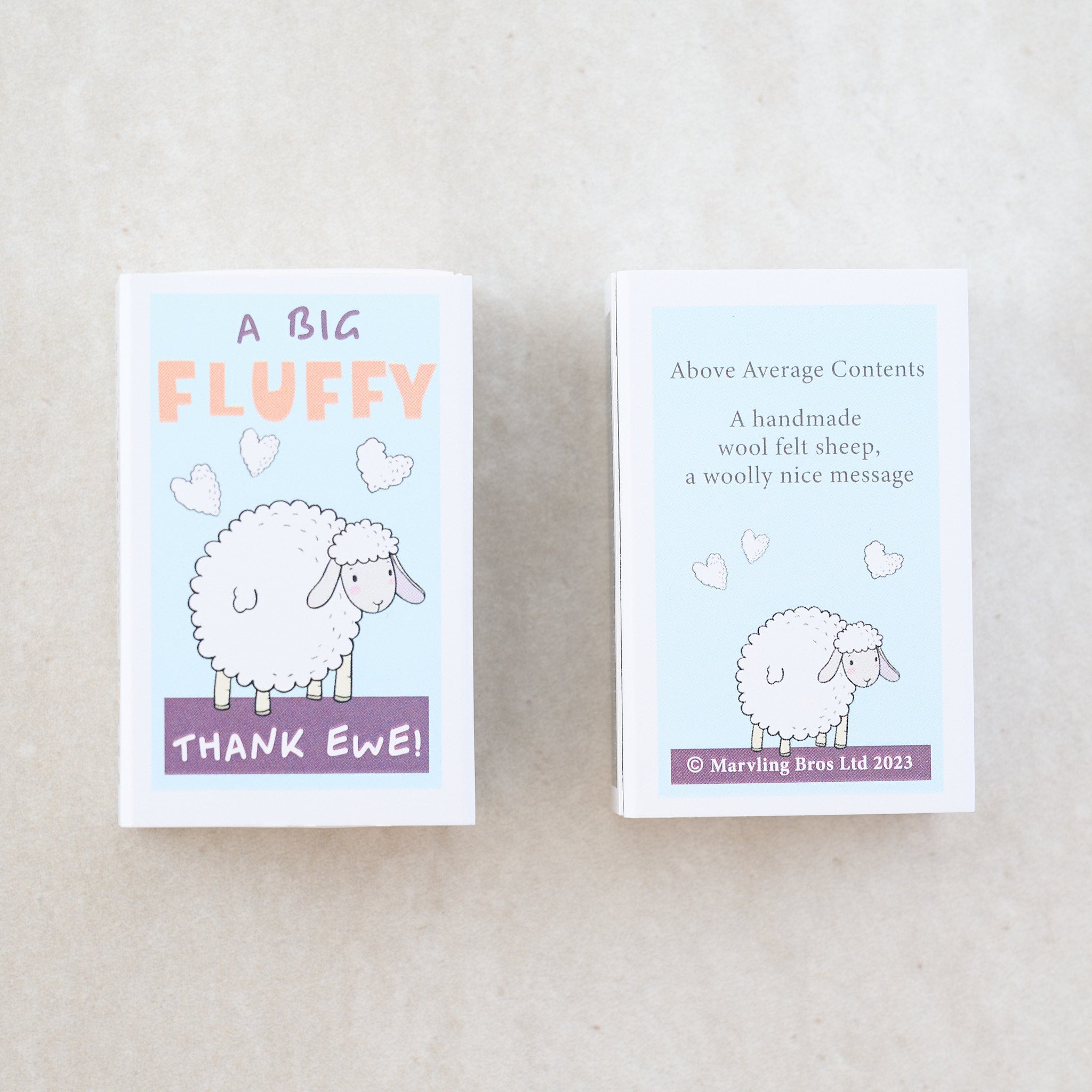 A Big Fluffy Thank Ewe Wool Felt Sheep In A Matchbox